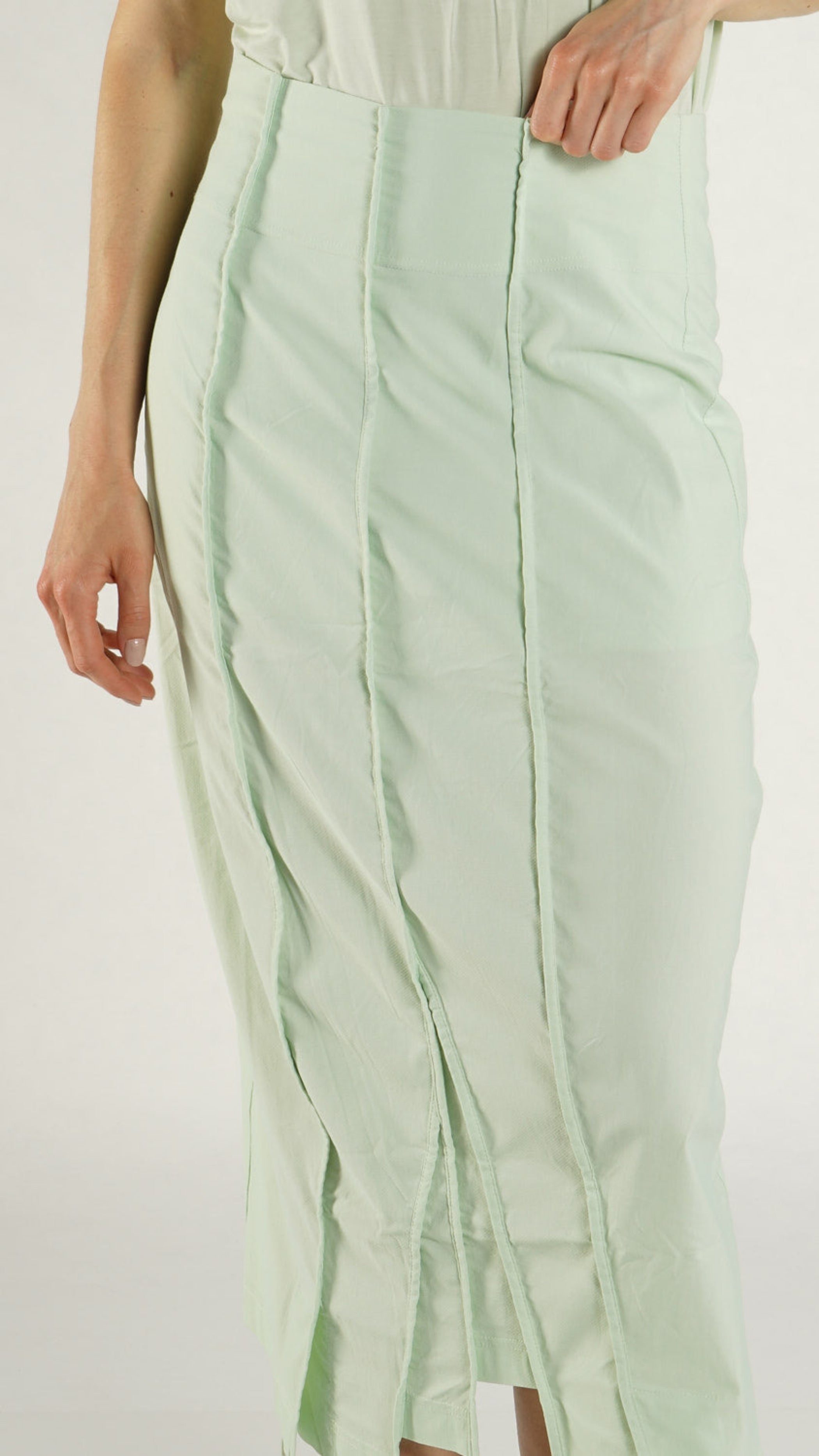 RUNDHOLZ BLACK LABEL Panelled Pencil Skirt in Lime