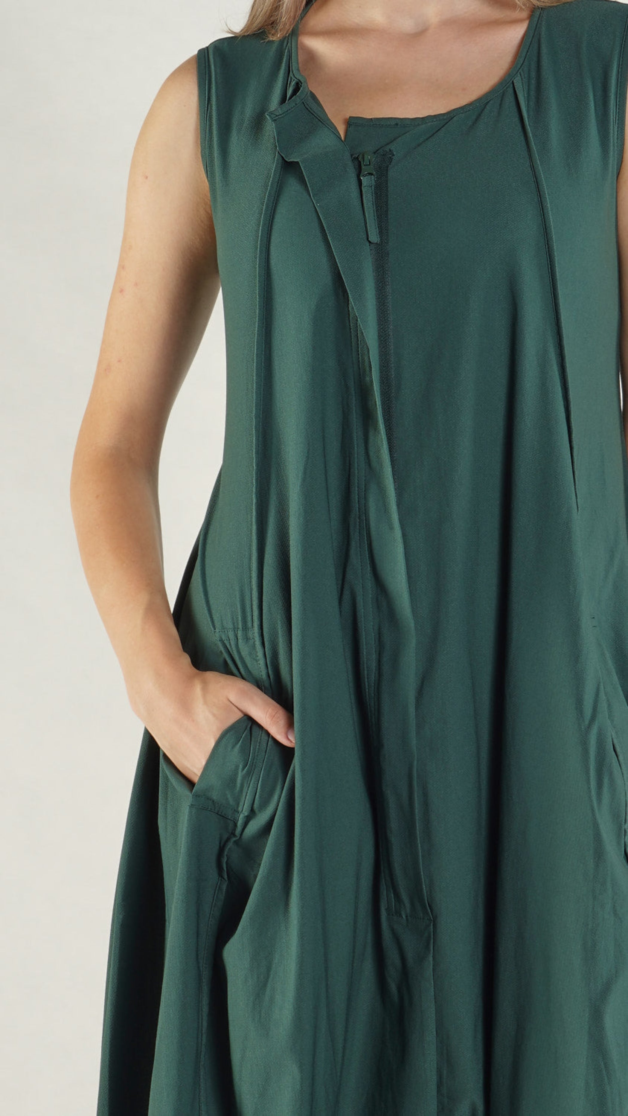 RUNDHOLZ BLACK LABEL Sleeveless A-line Jumpsuit in Tree