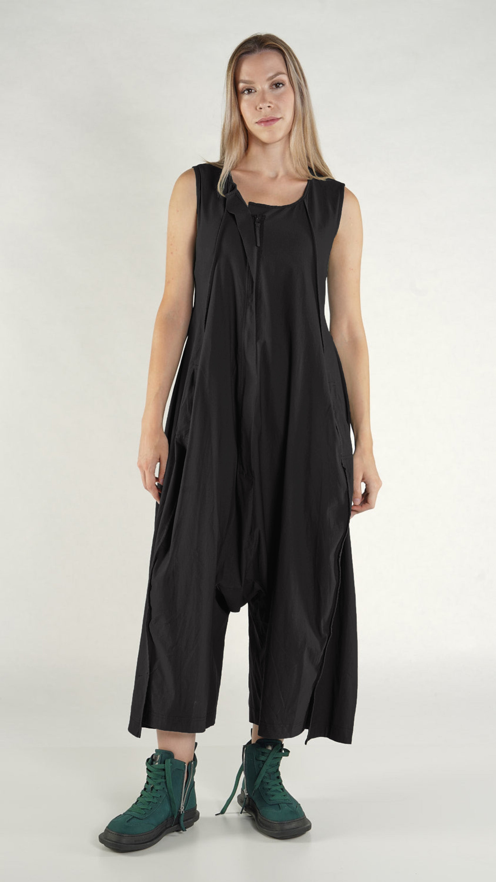 RUNDHOLZ BLACK LABEL Sleeveless A-line Jumpsuit in Black