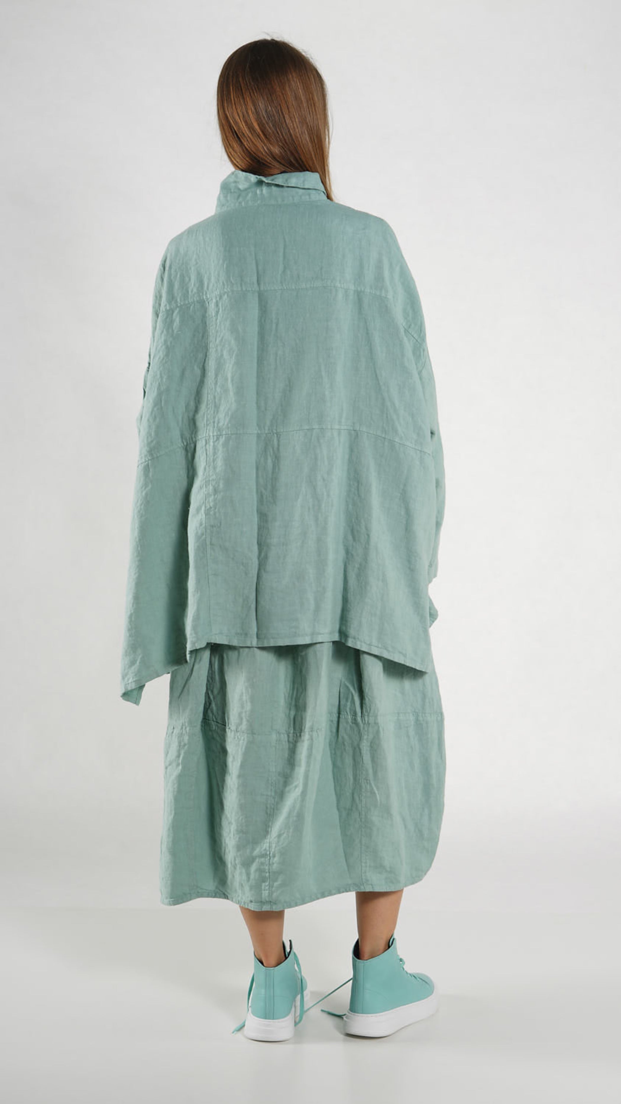 RUNDHOLZ BLACK LABEL Relaxed Boxy Linen Blouse in Grass