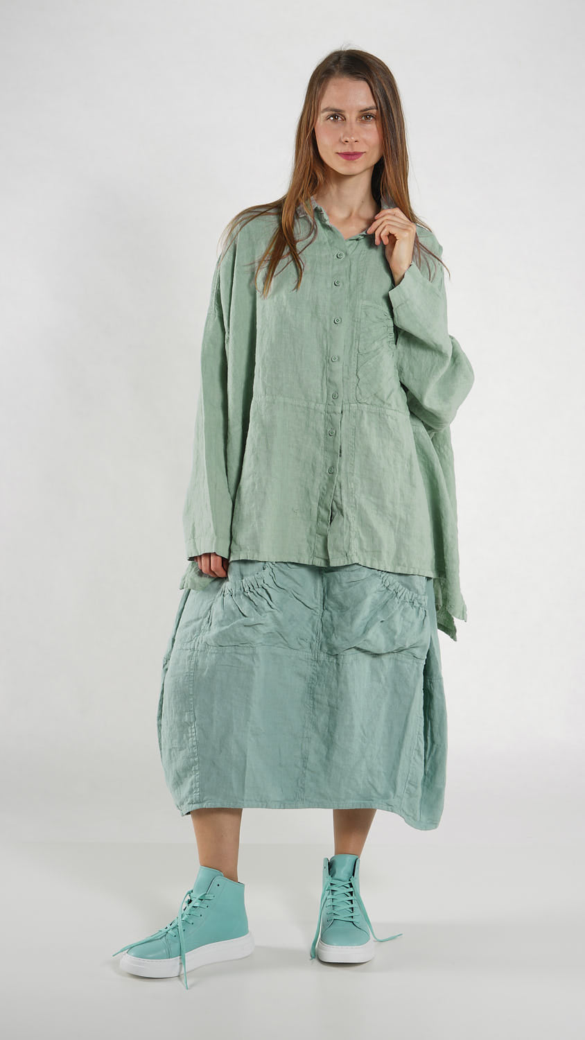 RUNDHOLZ BLACK LABEL Relaxed Boxy Linen Blouse in Mint