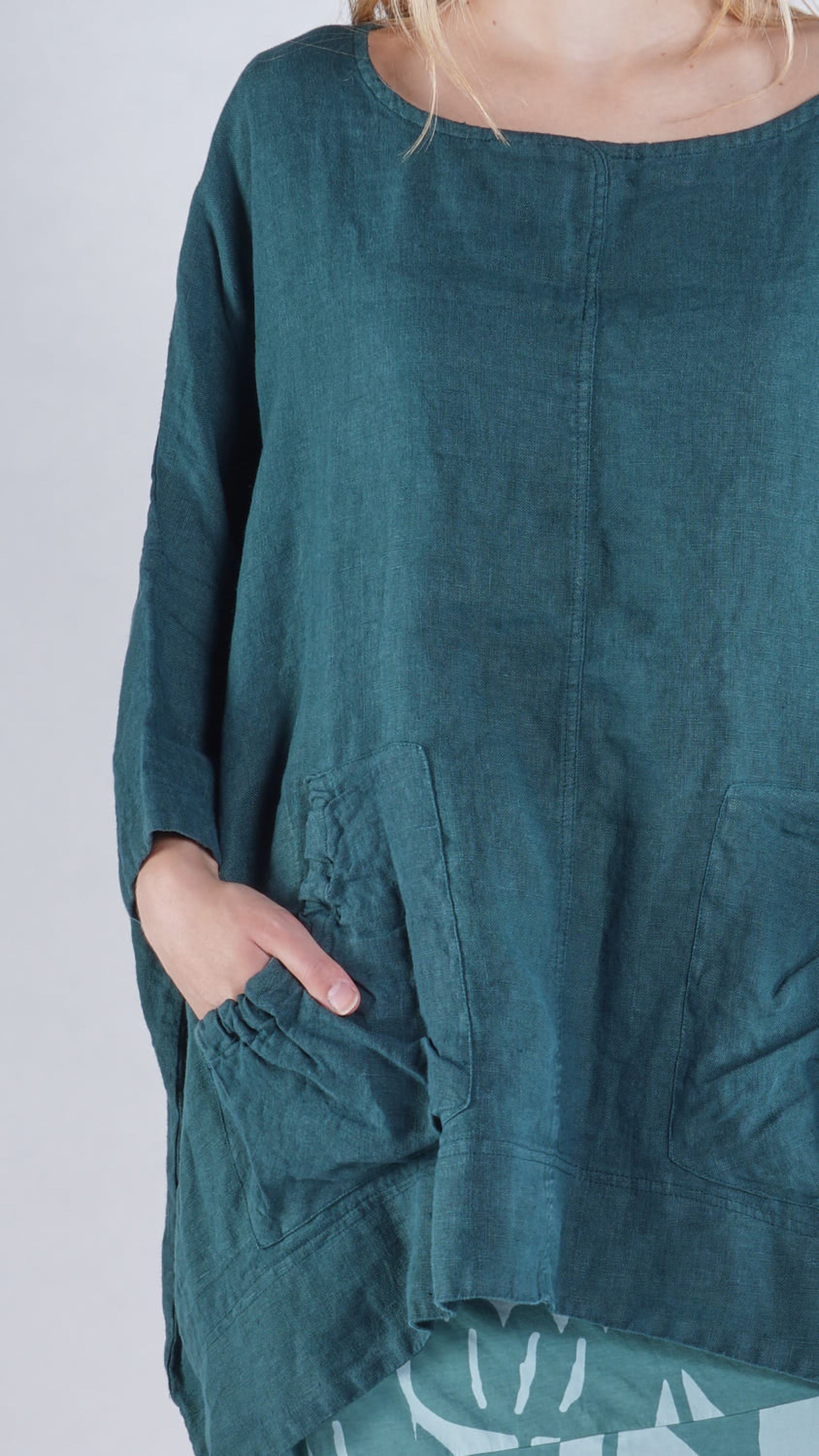 RUNDHOLZ BLACK LABEL Boxy Dual Pocketed Linen Shirt in Lime