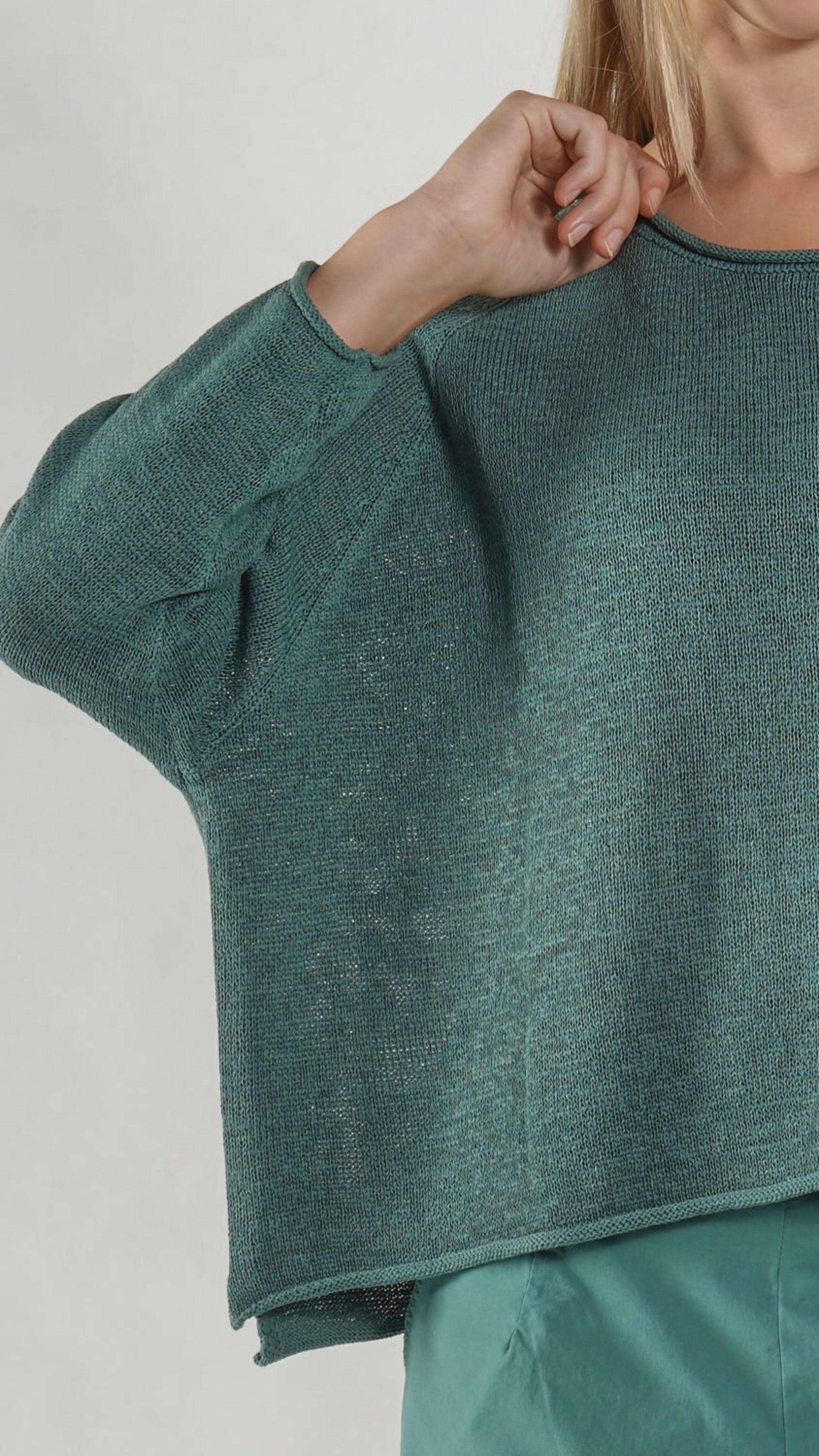 RUNDHOLZ BLACK LABEL Boxy Raglan Sleeve Knit Pullover in Lime