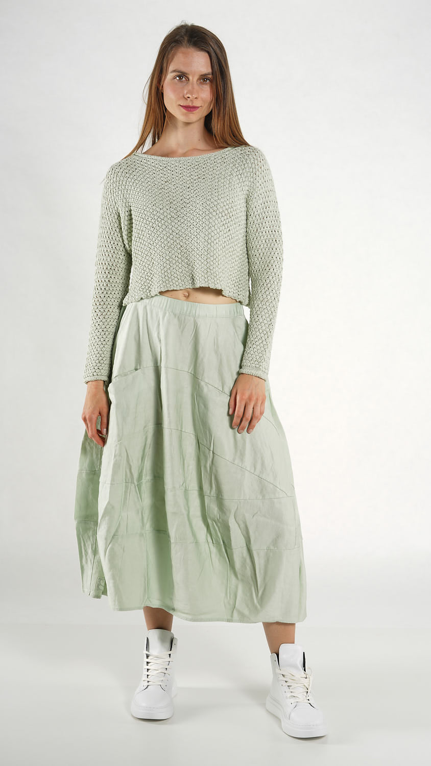 RUNDHOLZ BLACK LABEL Textured Knit Cropped Pullover in Lime