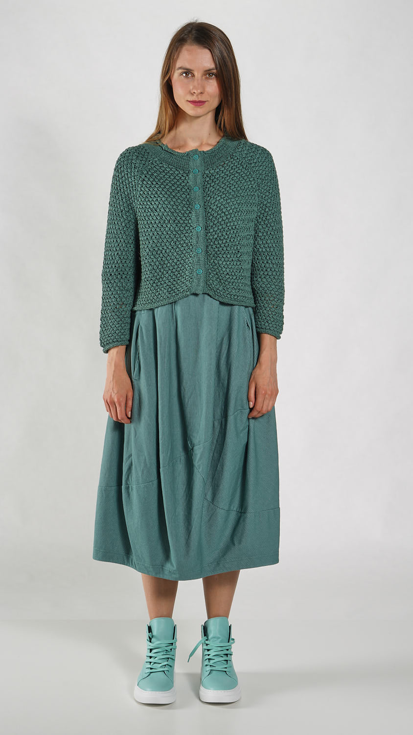 RUNDHOLZ BLACK LABEL Cropped Raglan Sleeve Knit Cardigan in Grass