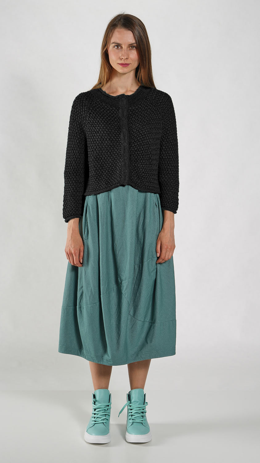 RUNDHOLZ BLACK LABEL Cropped Raglan Sleeve Cardigan in Black