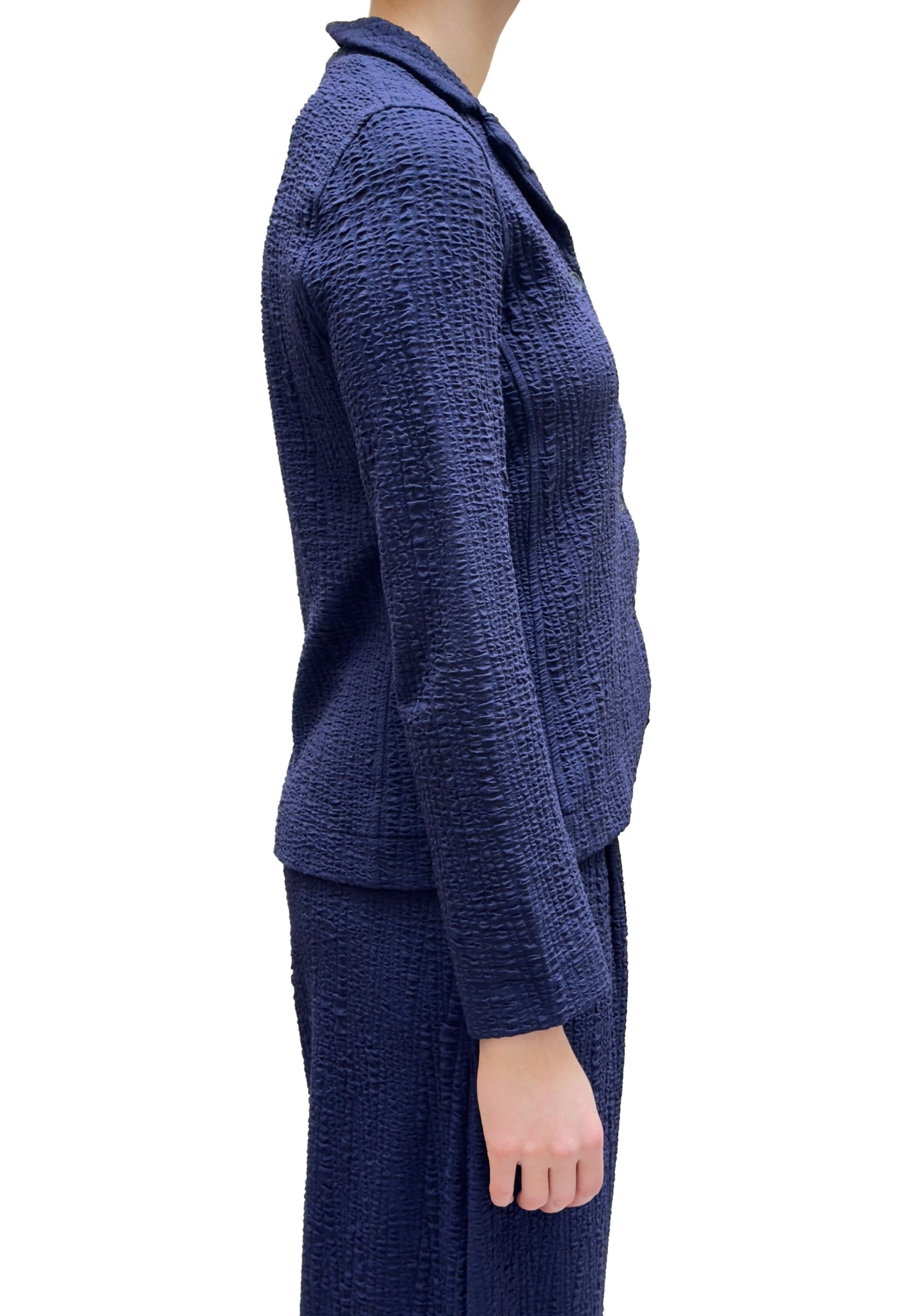 Mama B Notched Collar Jacket in Jacquard Klein Blue