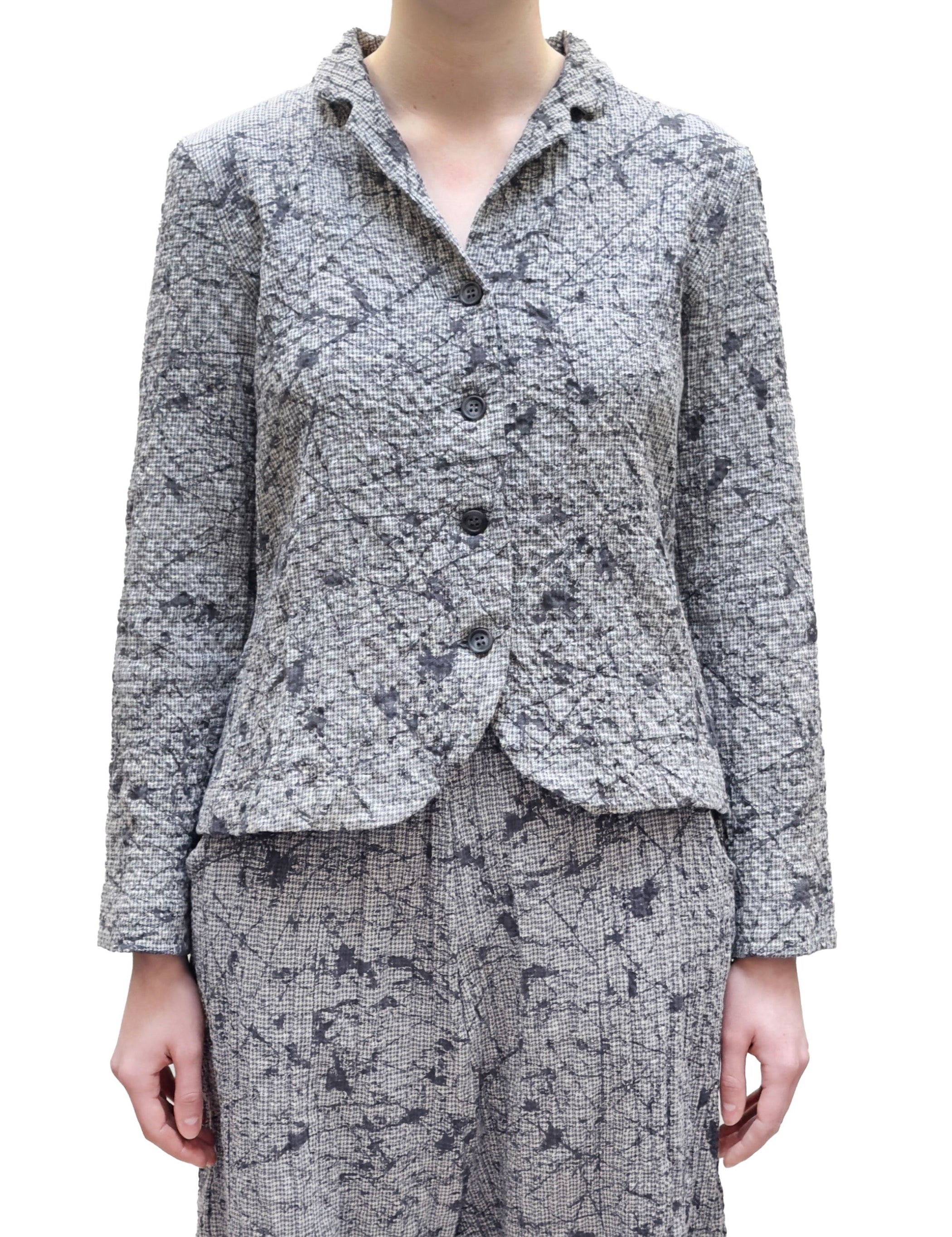 MAMA B Notched Collar Jacket in Anthracite Print