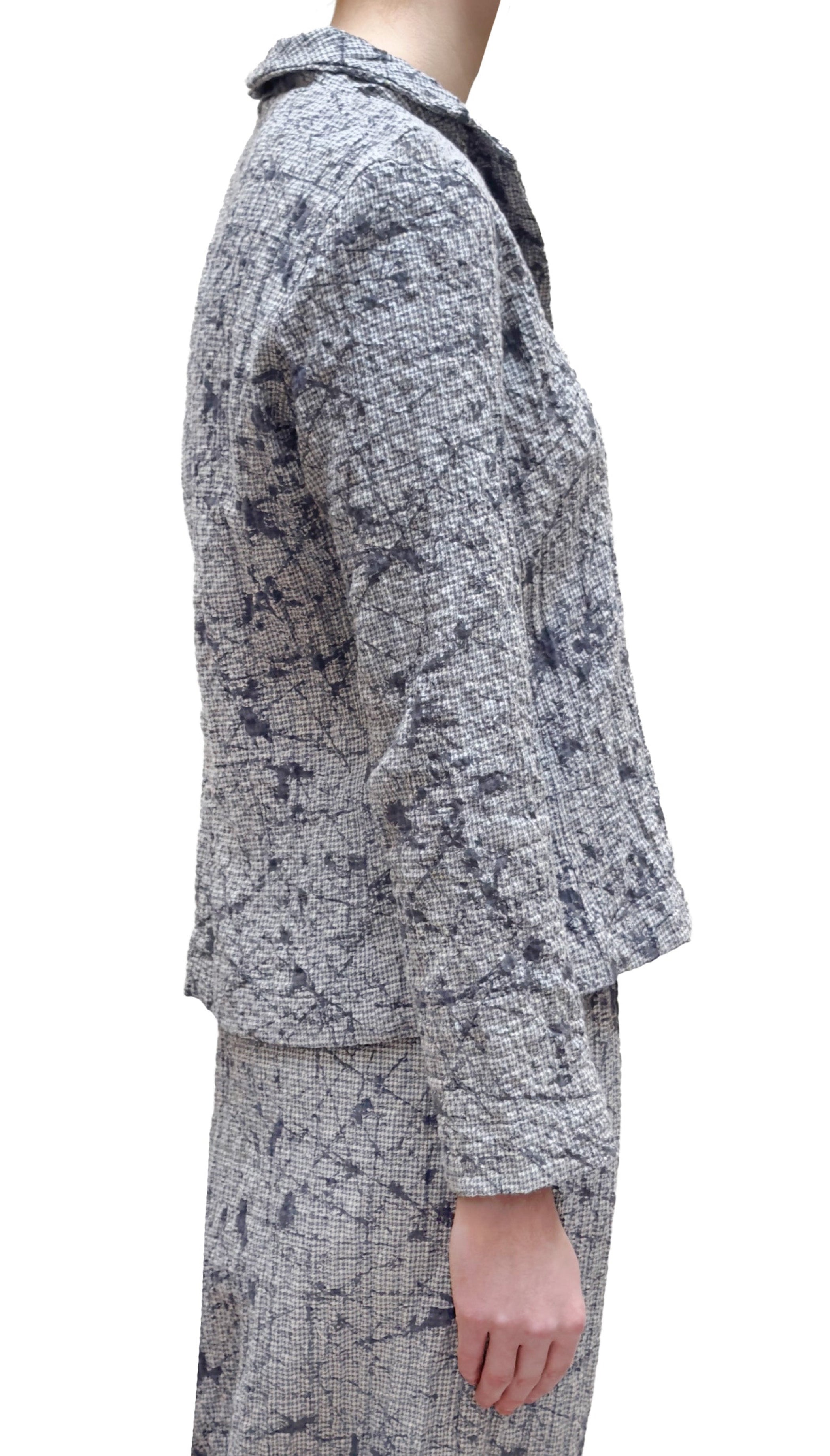 MAMA B Notched Collar Jacket in Anthracite Print