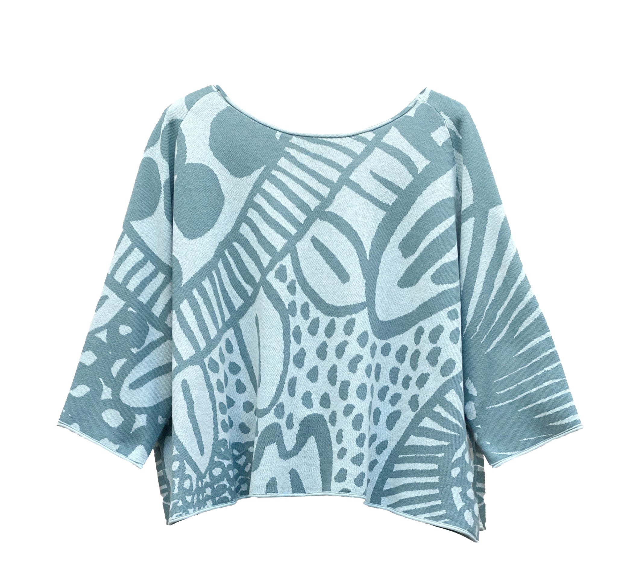 RUNDHOLZ BLACK LABEL Relaxed Cotton Pullover Top in Grass Jacquard