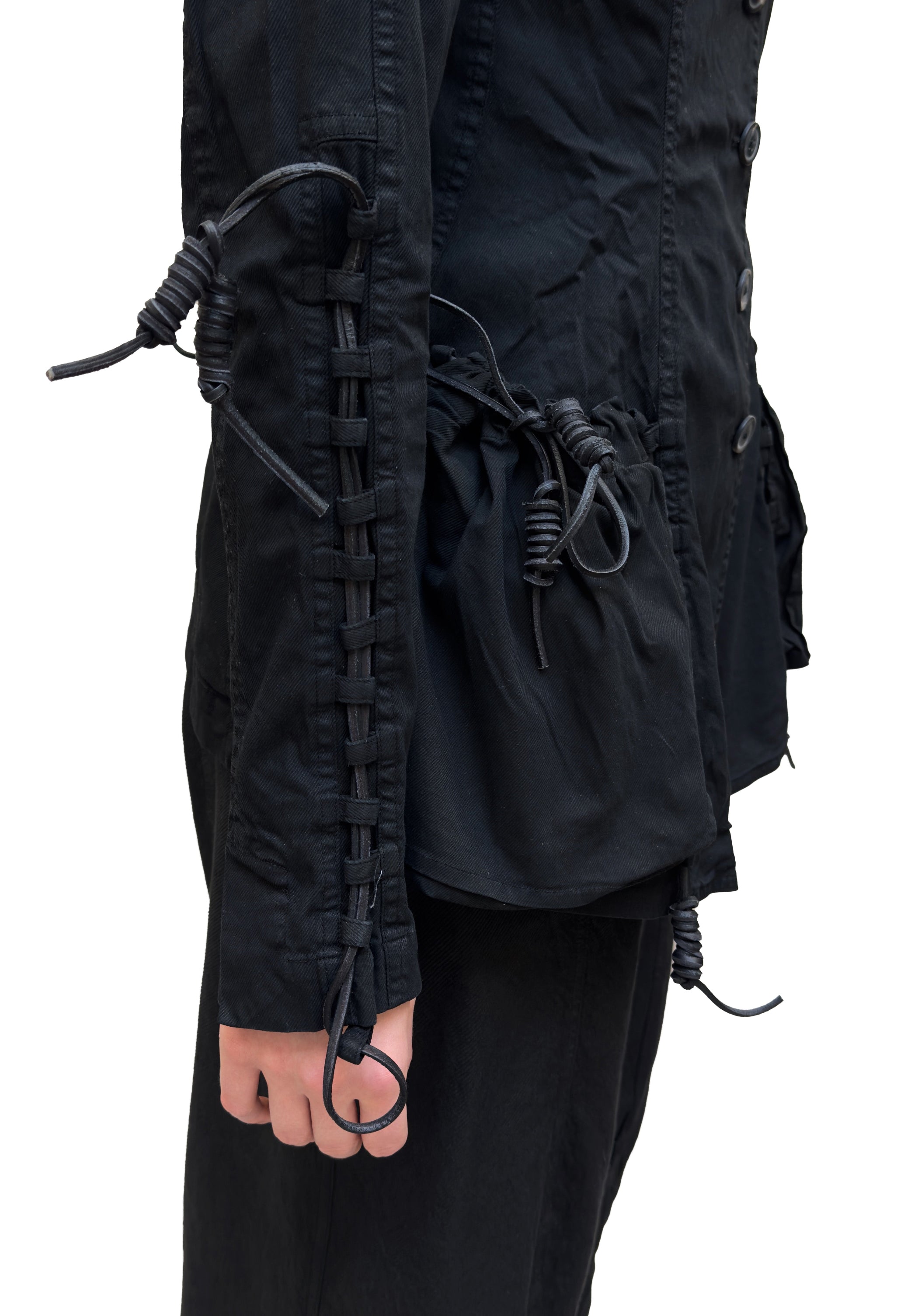 RUNDHOLZ DIP Lace Up Cargo Jacket in Black