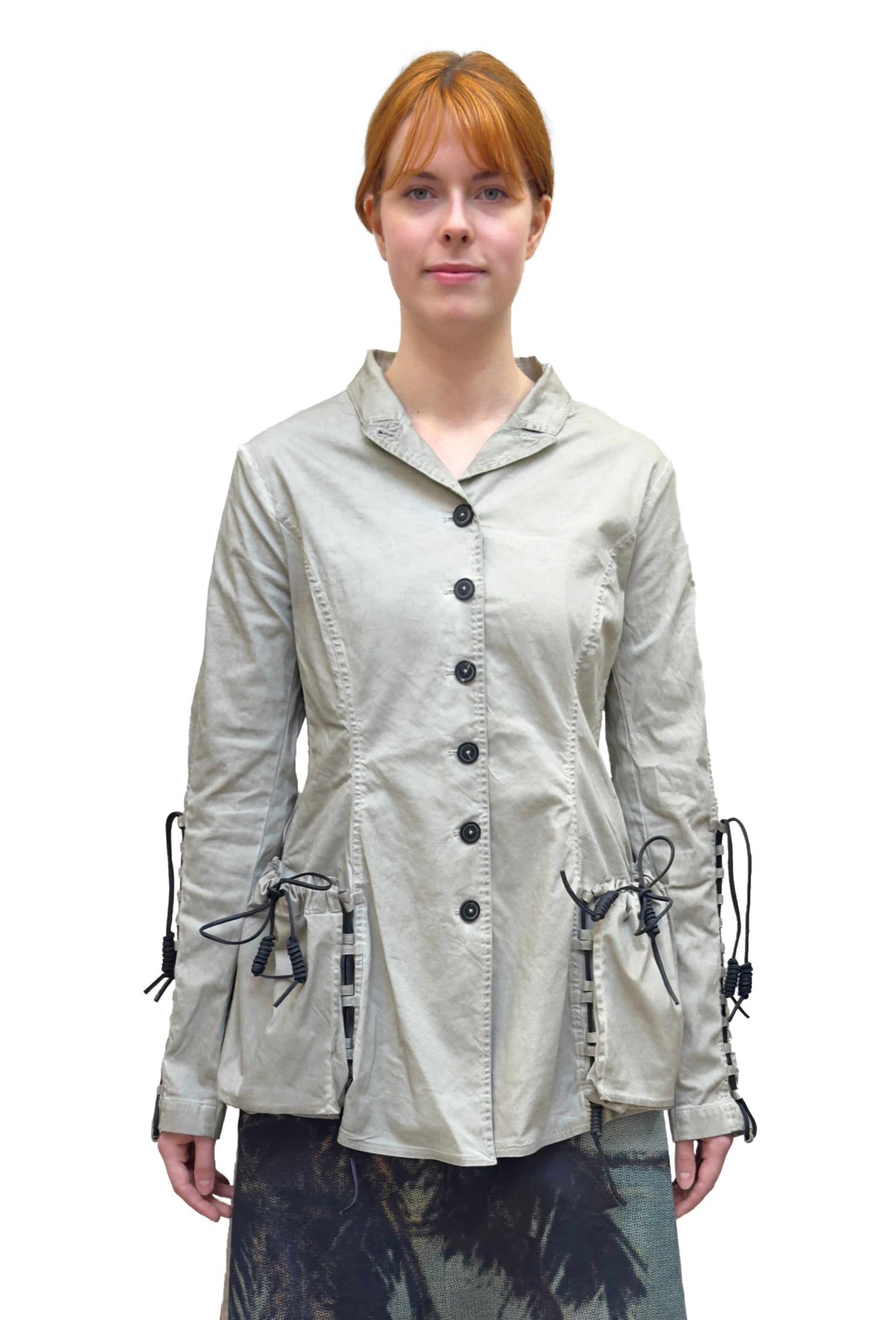 RUNDHOLZ DIP Lace Up Cargo Jacket in Sand Cloud