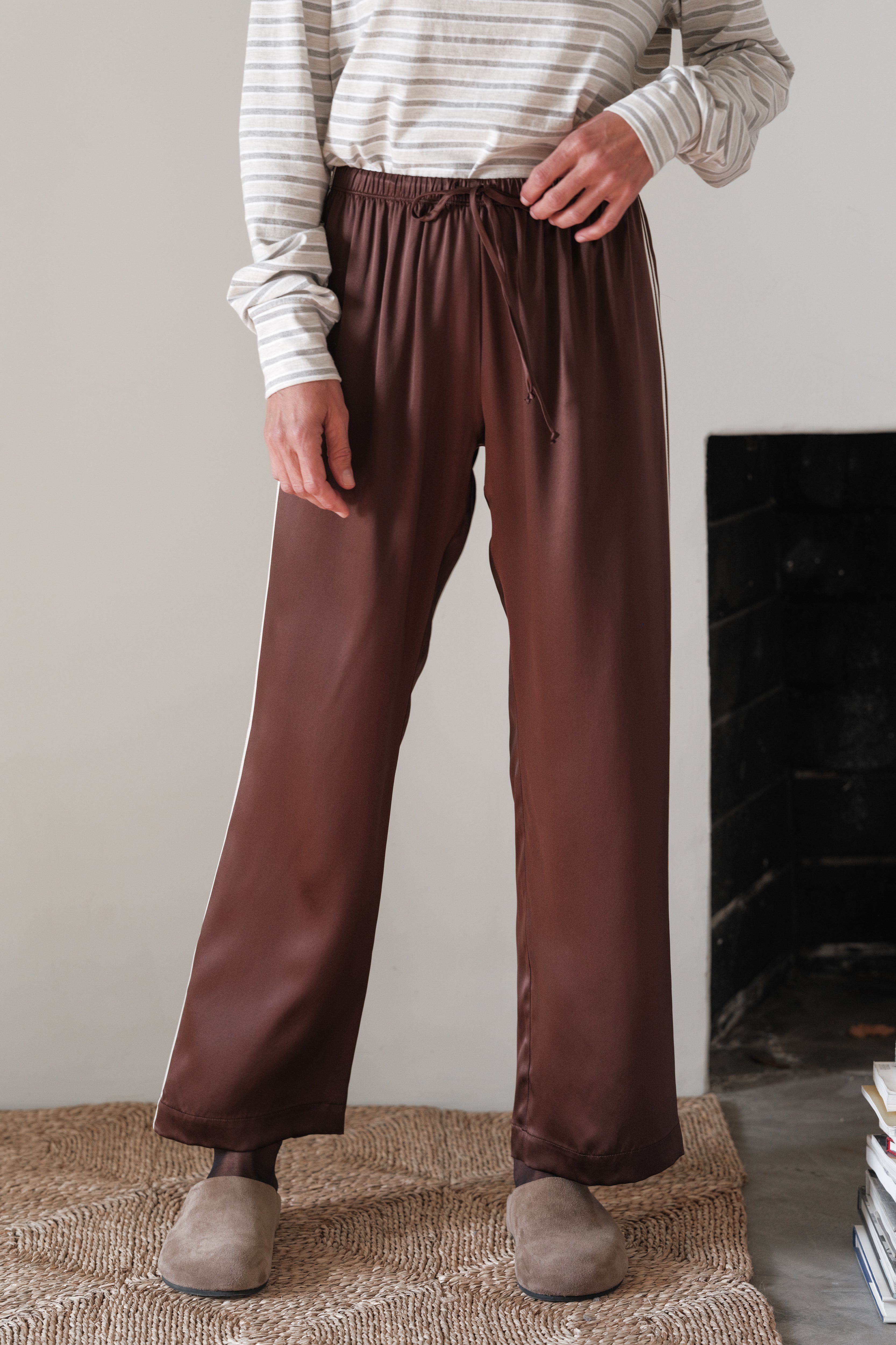 The Silk Stripe Crop Pant