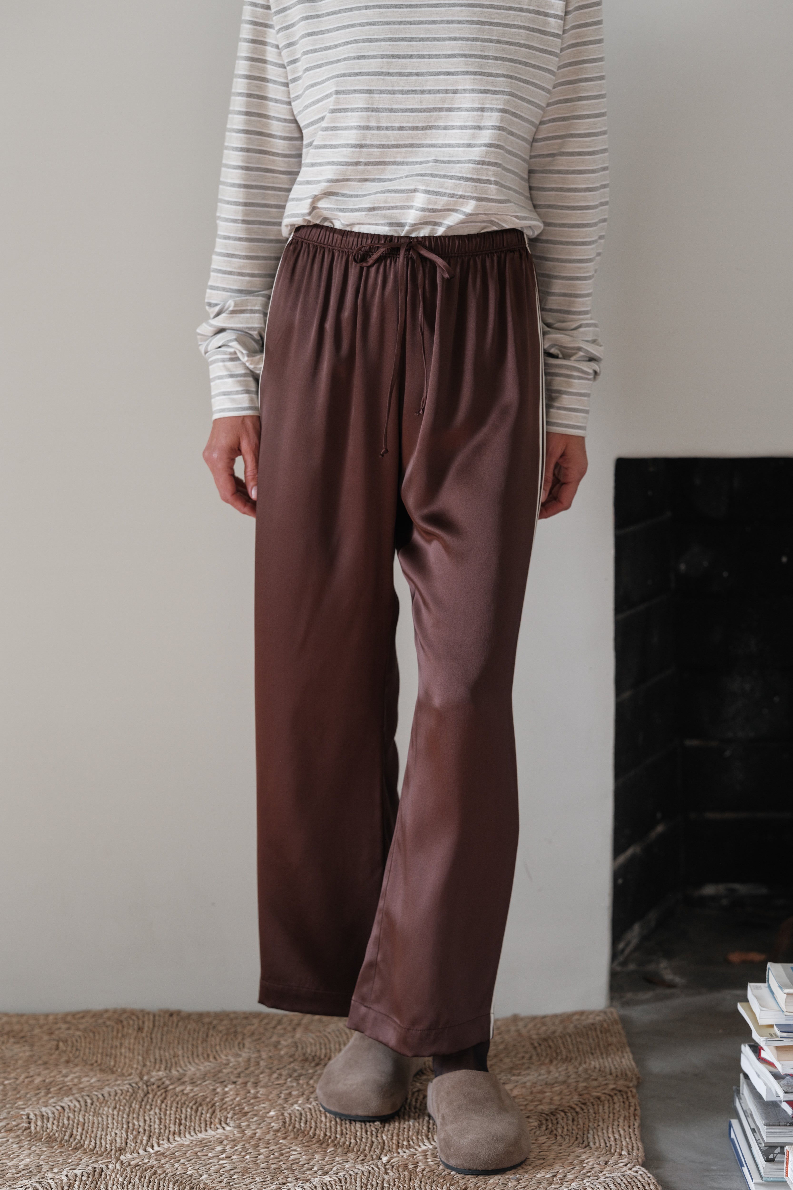 The Silk Stripe Crop Pant