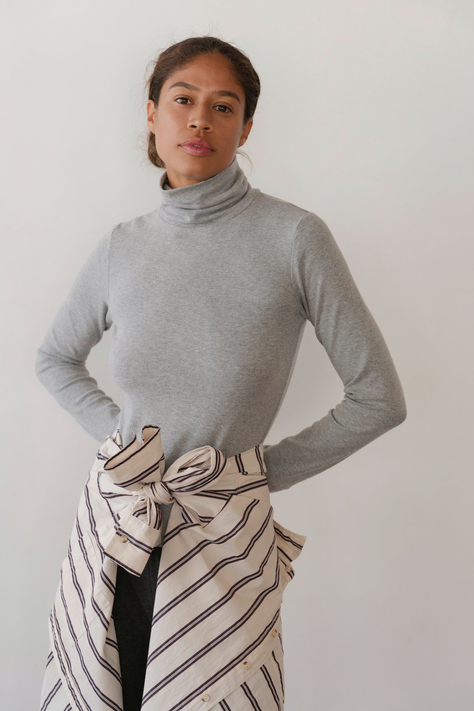 The Baby Rib Turtleneck Heather Grey