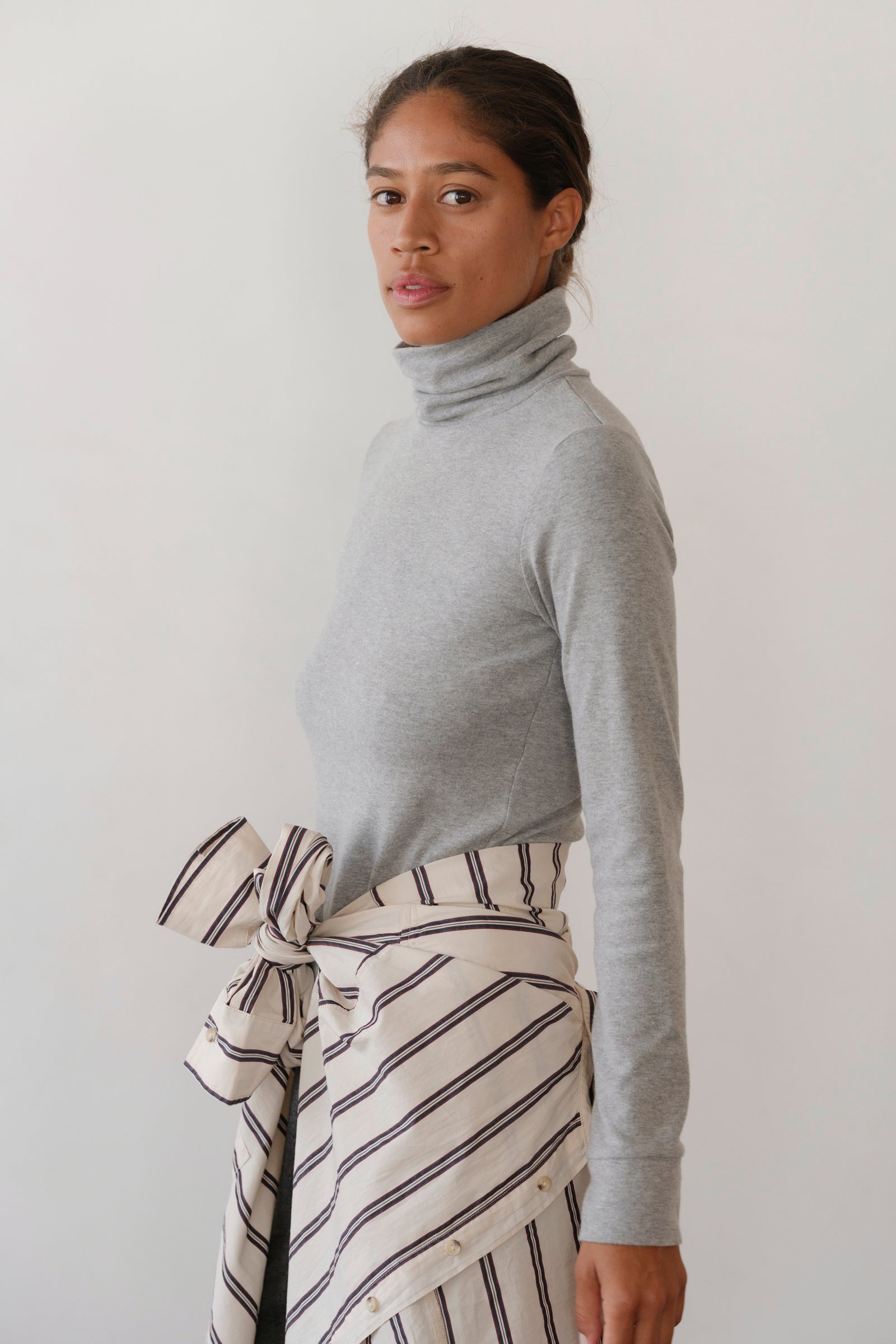 The Baby Rib Turtleneck Heather Grey