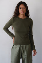 The Baby Rib Scallop Long Sleeve