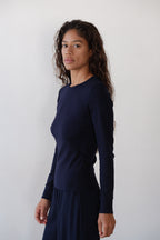 The Baby Rib Scallop Long Sleeve