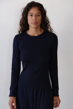 The Baby Rib Scallop Long Sleeve