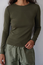 The Baby Rib Scallop Long Sleeve