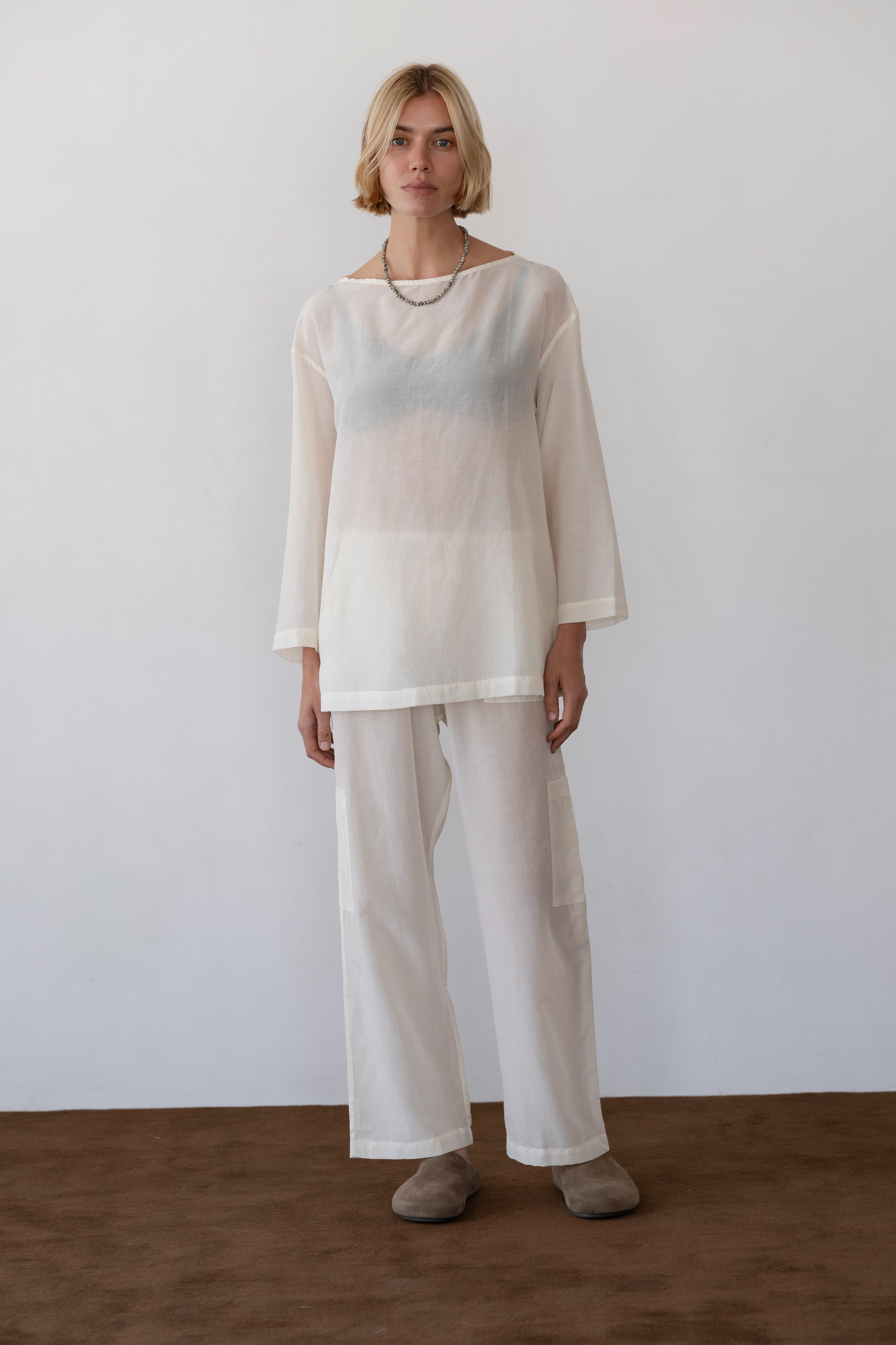 The Silk Cotton Sheer Cargo Pant