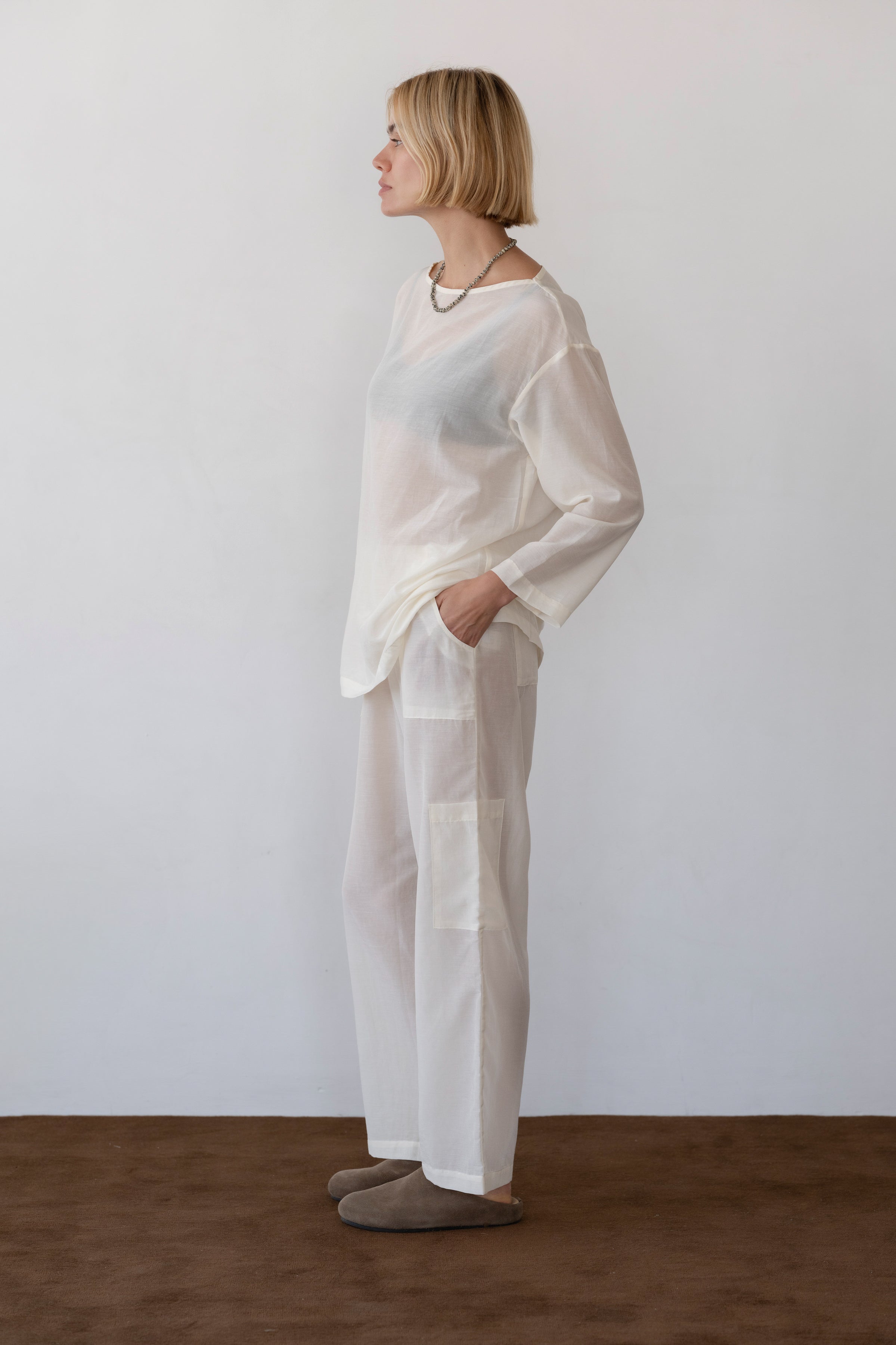 The Silk Cotton Sheer Cargo Pant