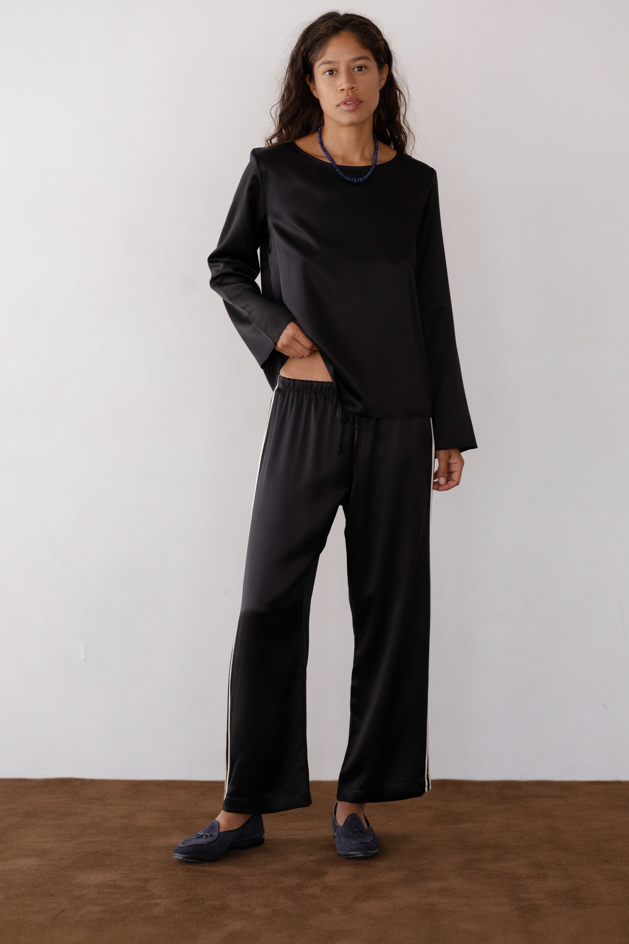 The Silk Stripe Crop Pant