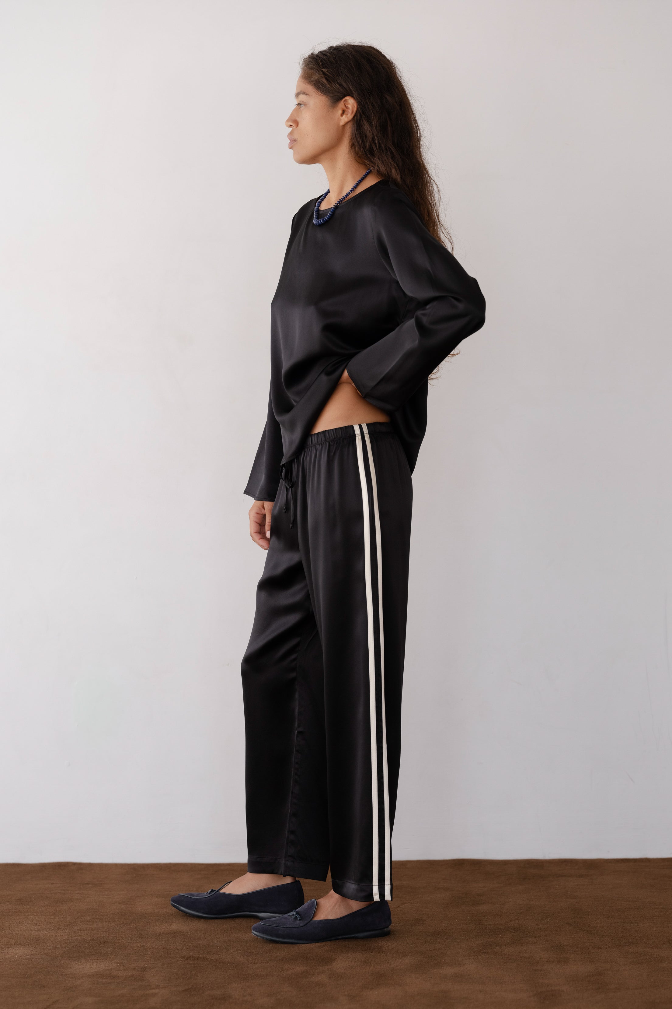 The Silk Stripe Crop Pant