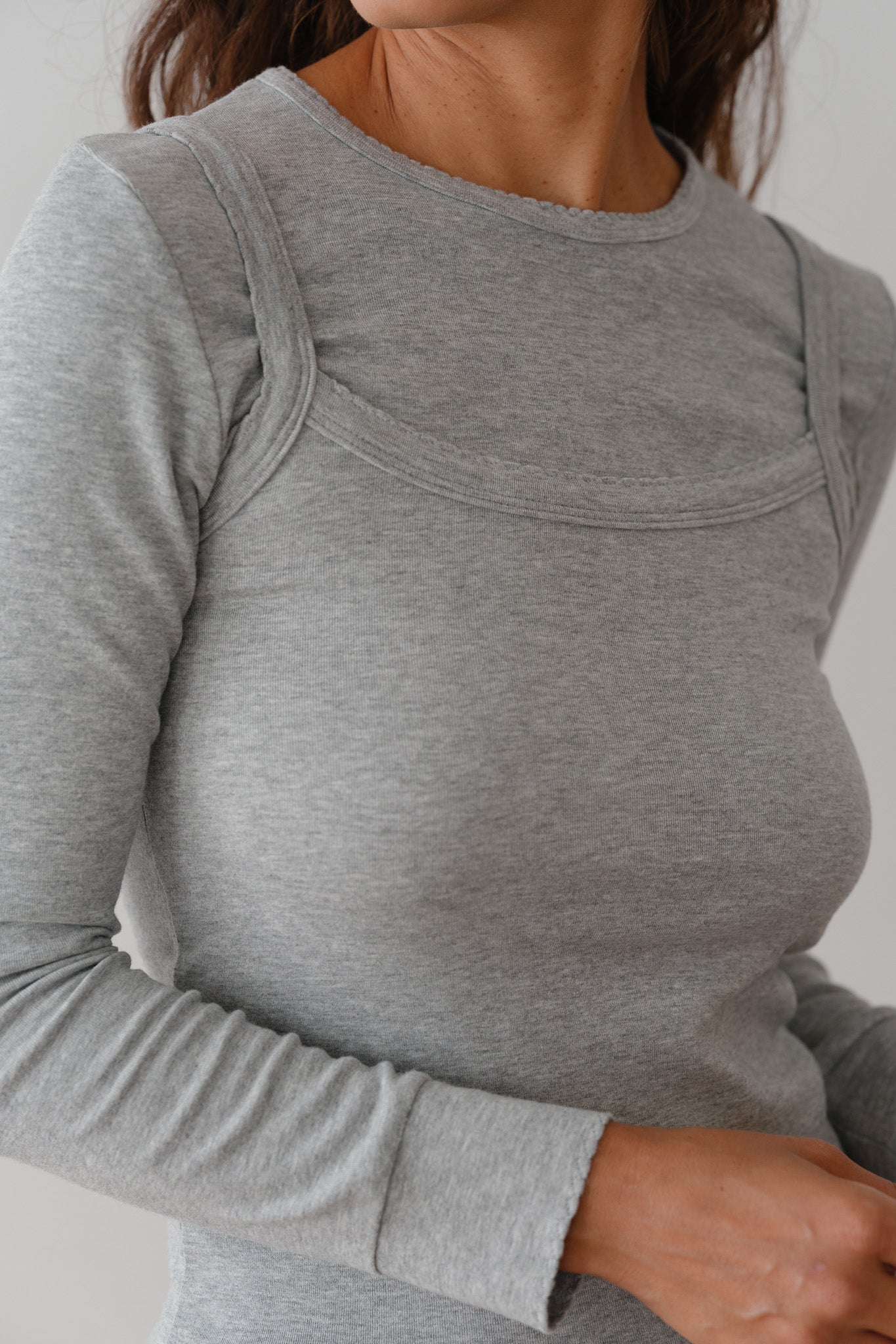 The Baby Rib Scallop Long Sleeve