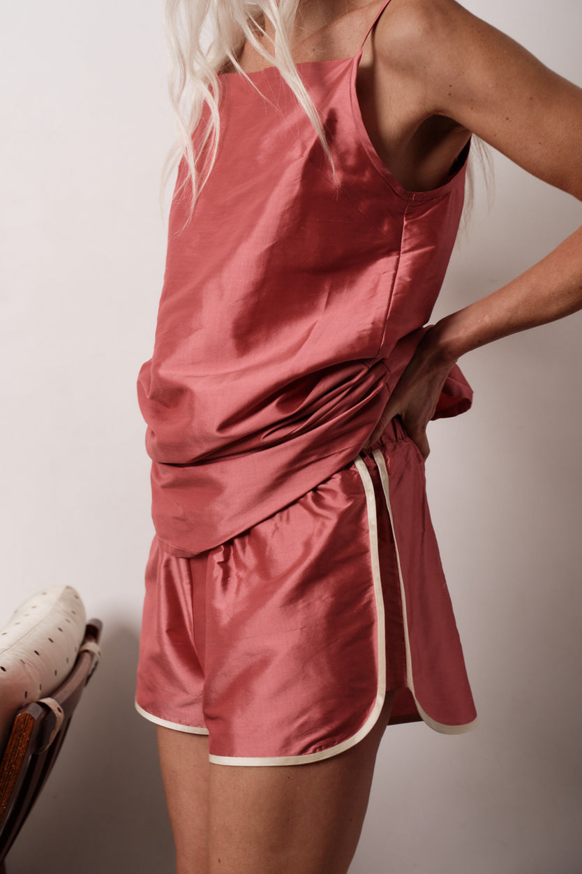 The Silk Taffeta Racer Stripe Short