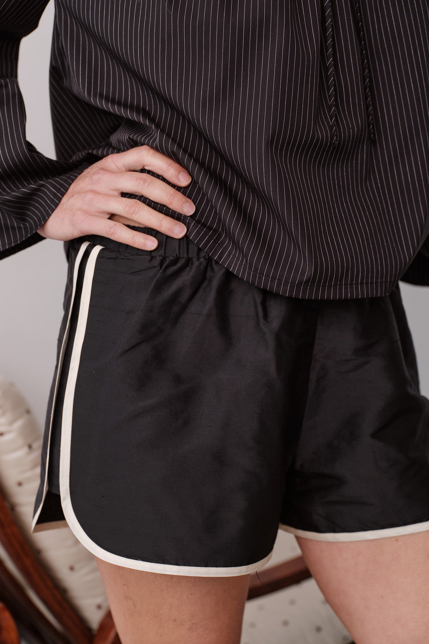 The Silk Taffeta Racer Stripe Short