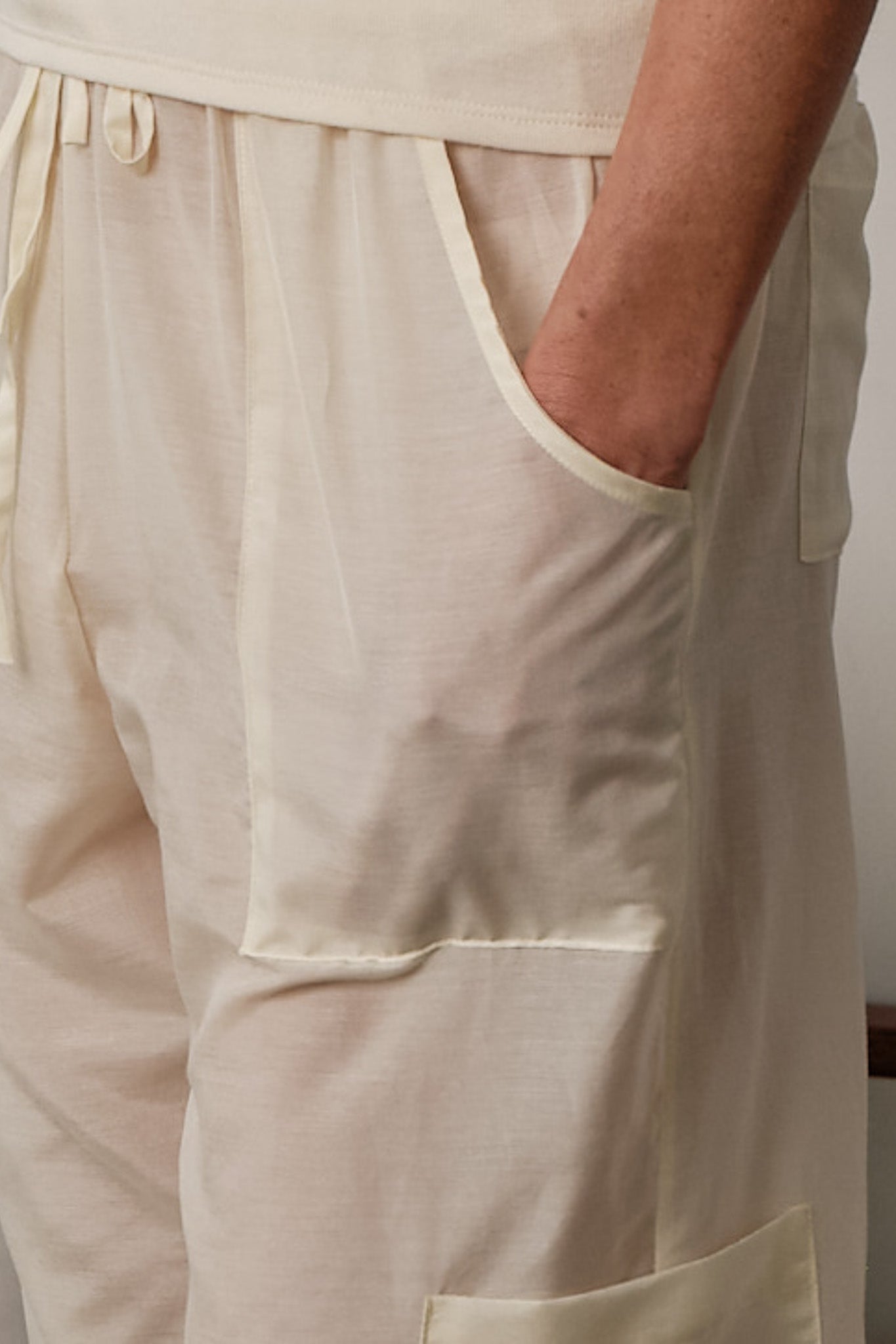 The Silk Cotton Sheer Cargo Pant