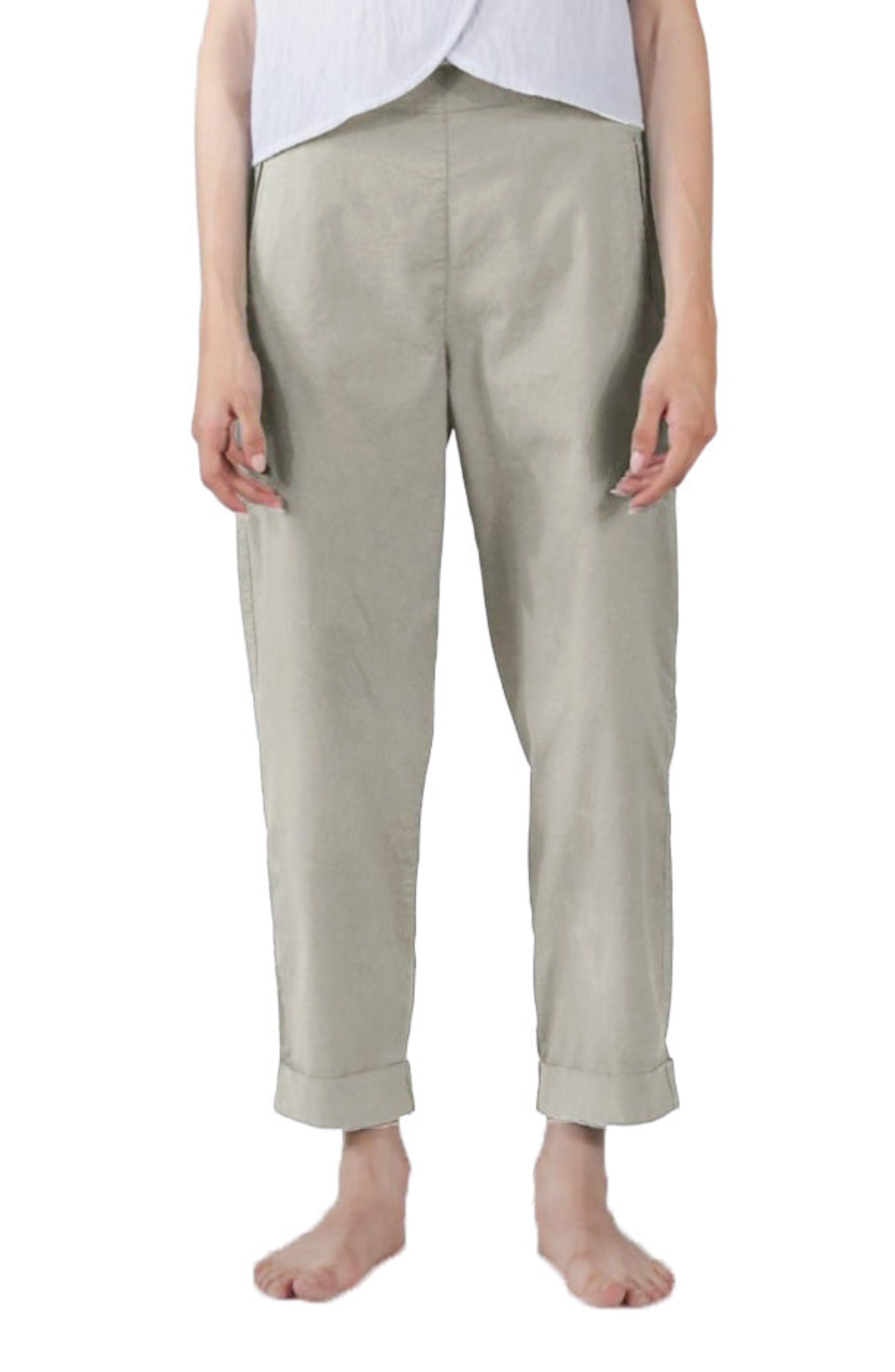 ELEMENTE CLEMENTE Slim Pant in Organic Cotton Stretch in Alga