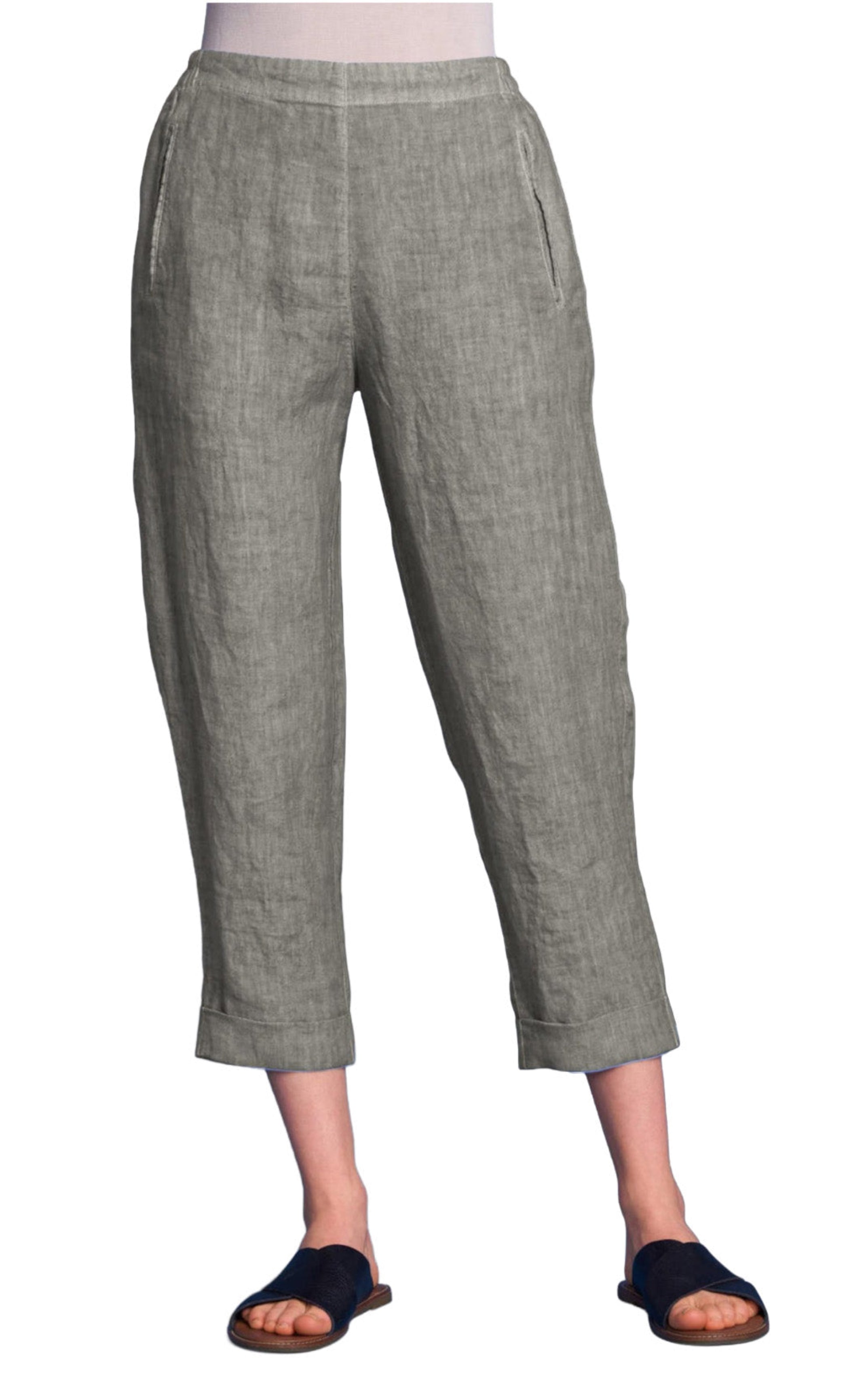 ELEMENTE CLEMENTE Slim Linen Pant in Alga