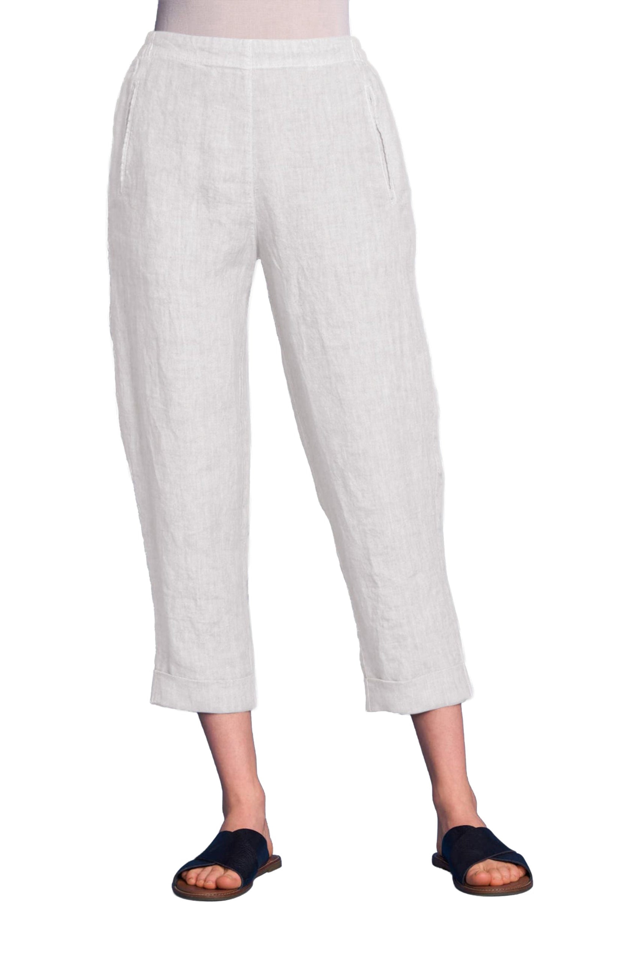 ELEMENTE CLEMENTE Slim Linen Pant in Alga