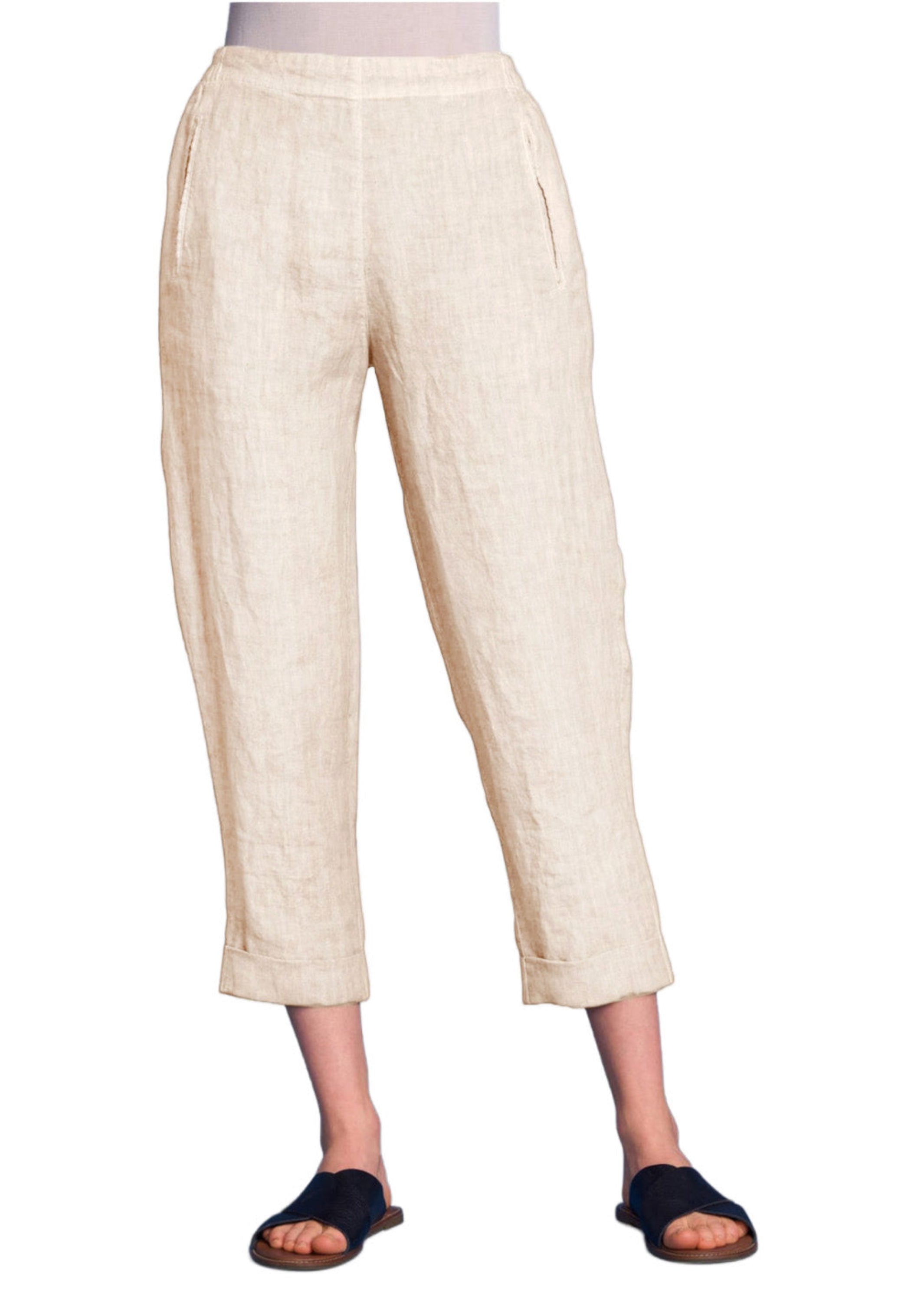 ELEMENTE CLEMENTE Slim Linen Pant in Sand