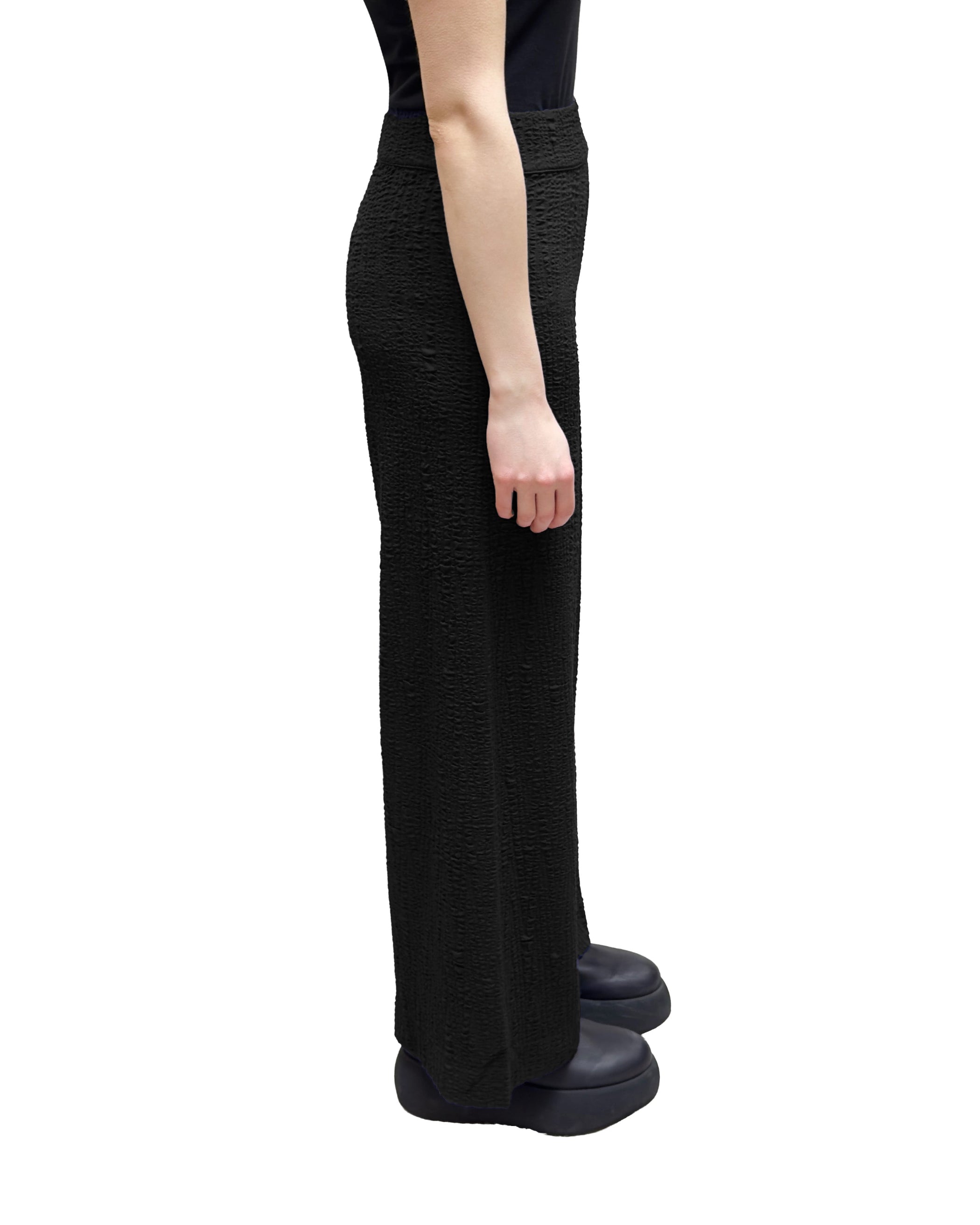 MAMA B Jacquard Long Wide Leg Pant in Black