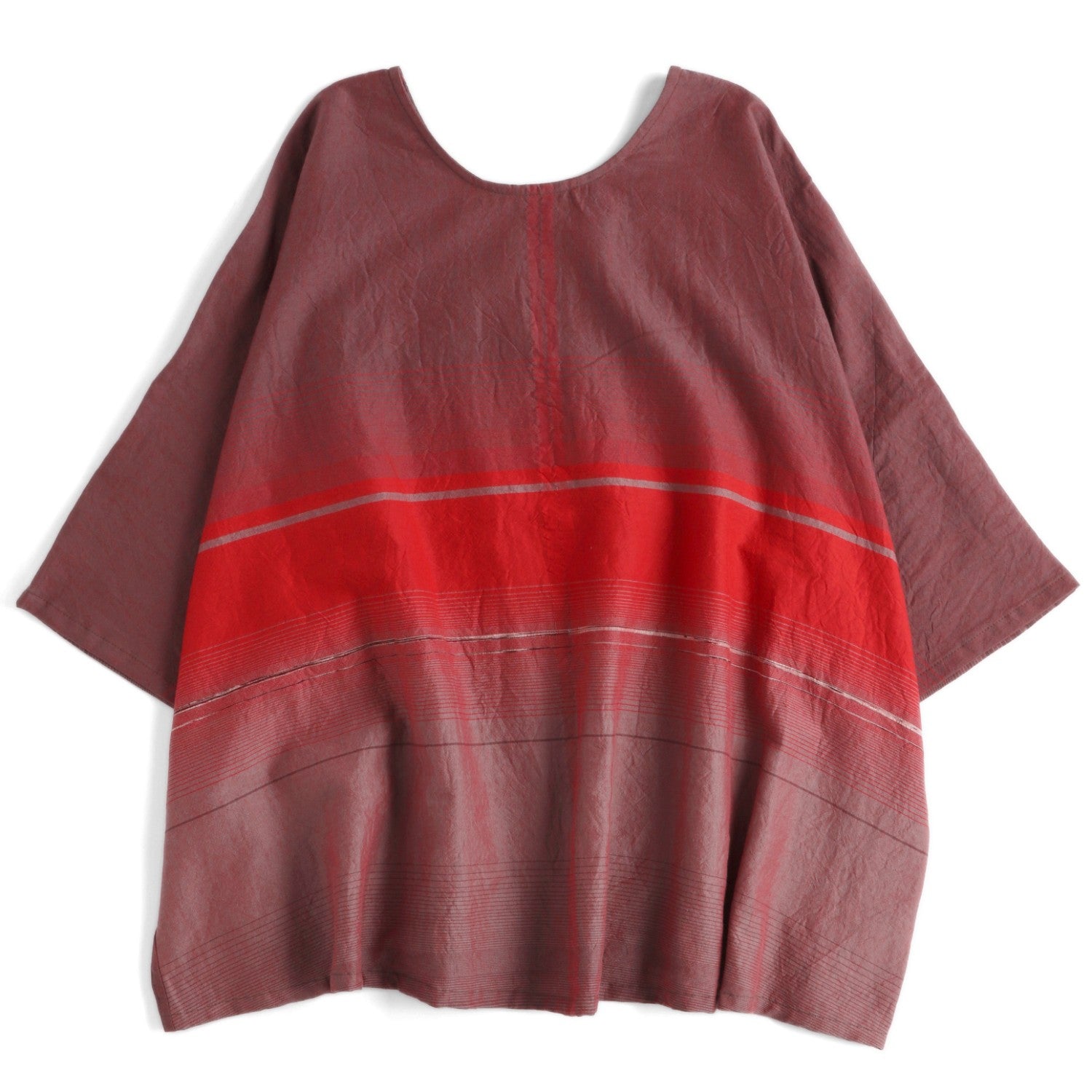TAMAKI NIIME Round Neck Striped Short Sleeve Top - Fire Stone