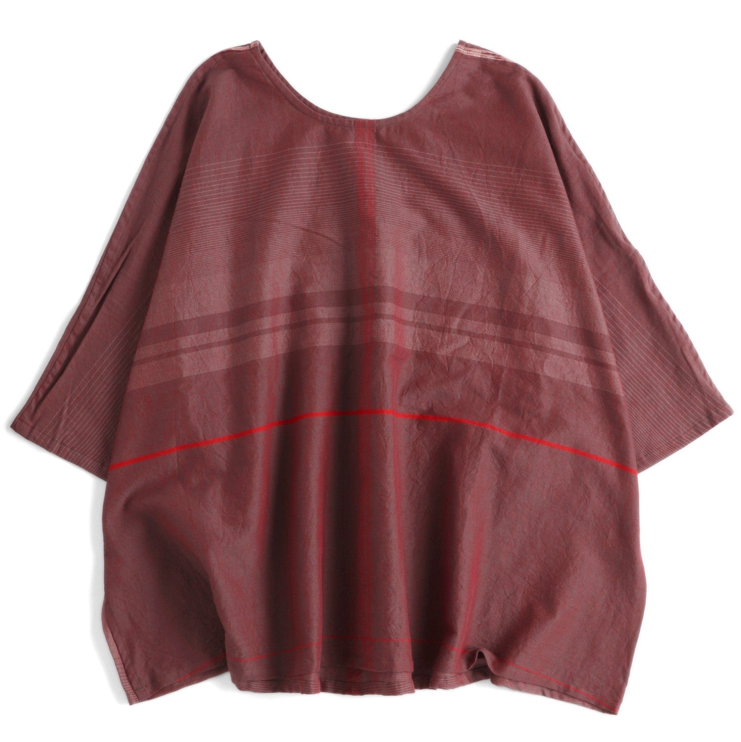 TAMAKI NIIME Round Neck Striped Short Sleeve Top - Fire Stone