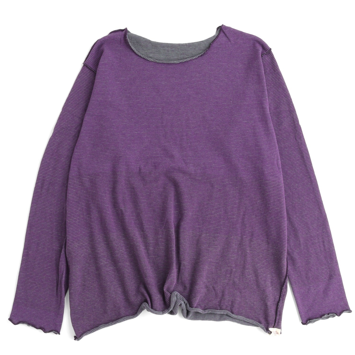 TAMAKI NIIME Cotton Long Sleeve Reversible Tee - Magnetic Stripes