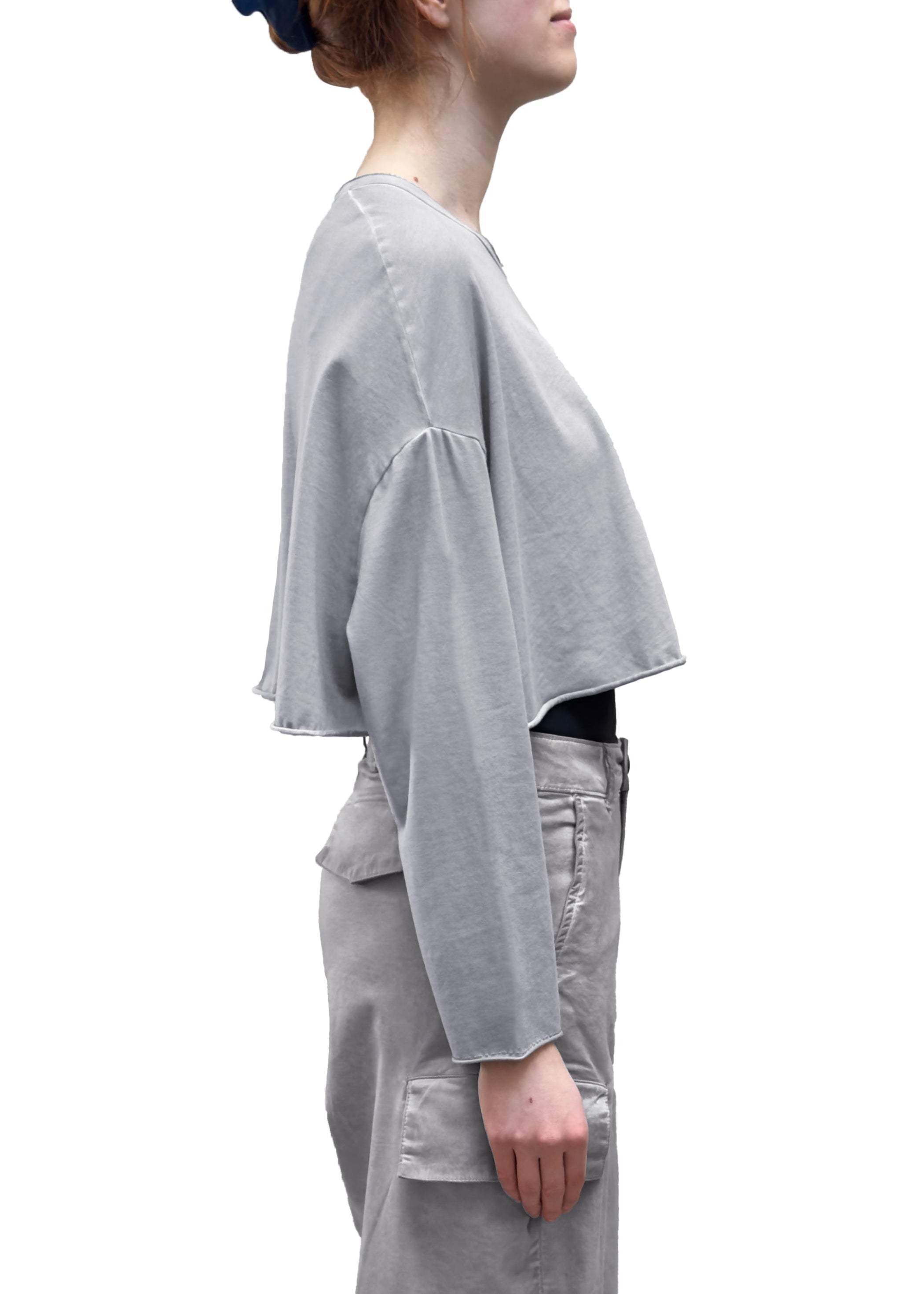 PLU Ultra Cropped Long Sleeve Pullover in Cement