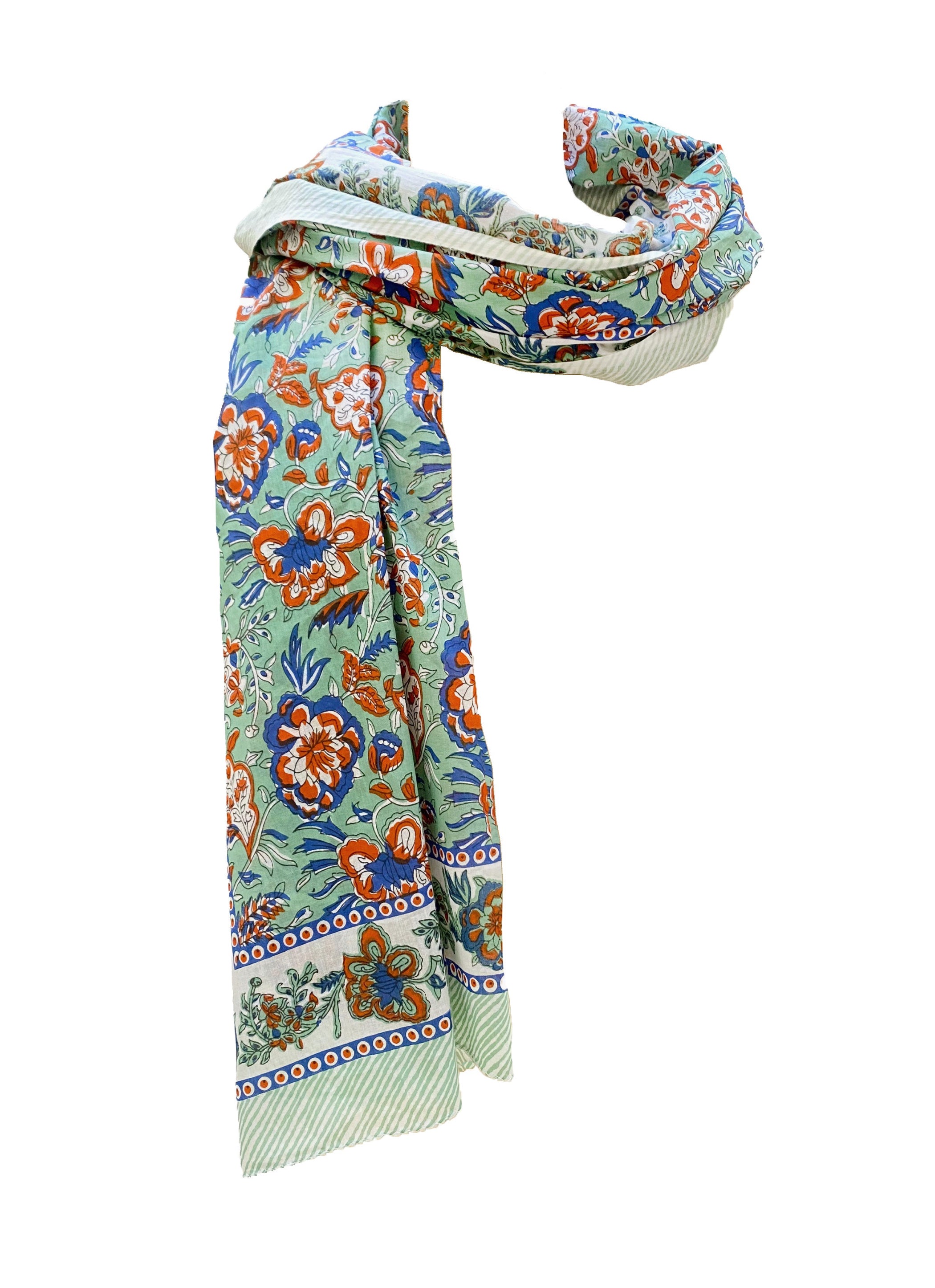 Cotton Block Printed Scarf - #10