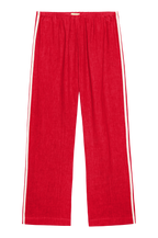 The Linen Crop Stripe Pant Bell Pepper.