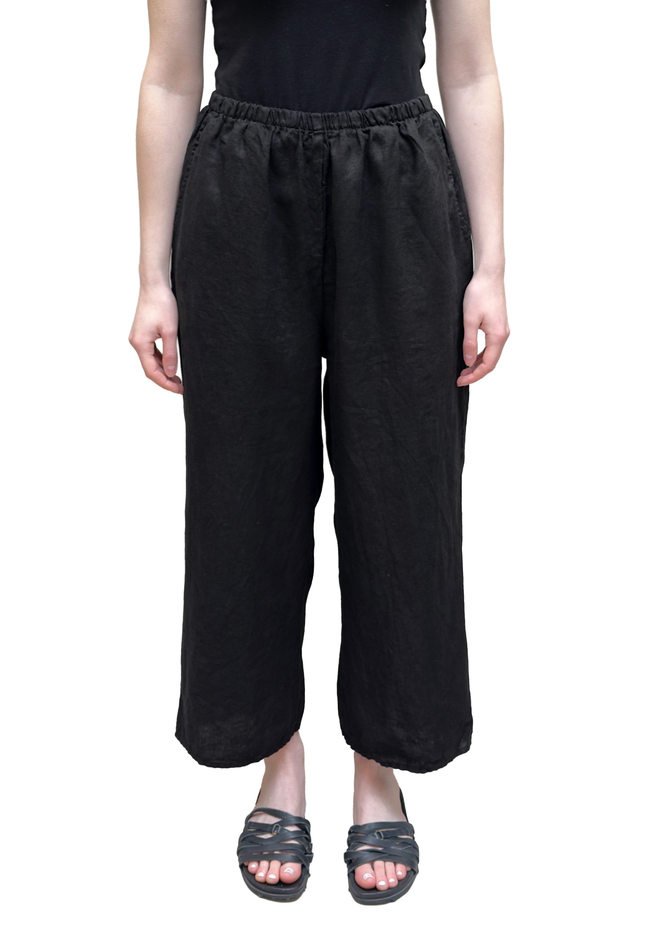 MOTION Linen Flood Pant in Black