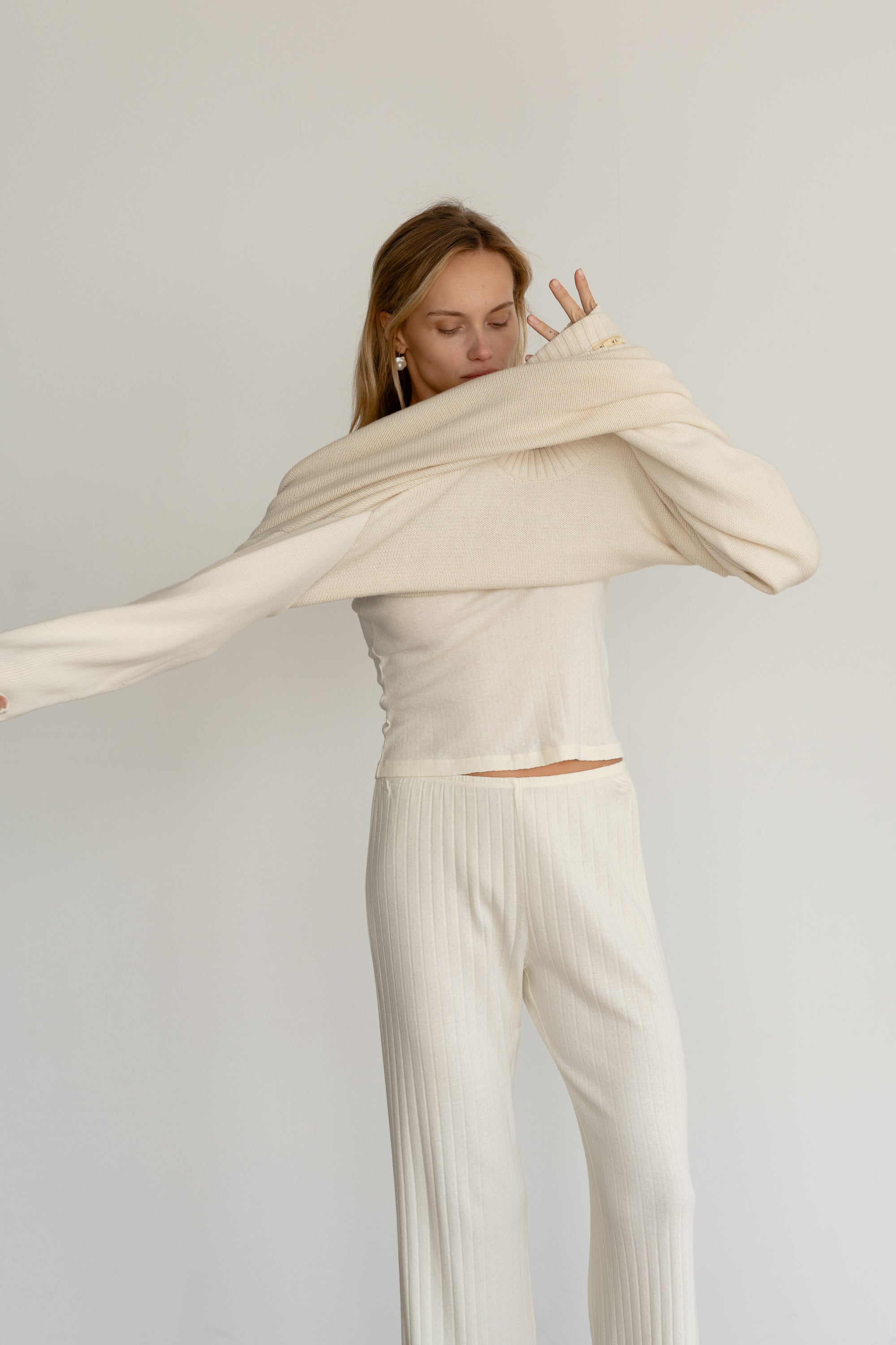 The Pointelle Simple Crop Pant