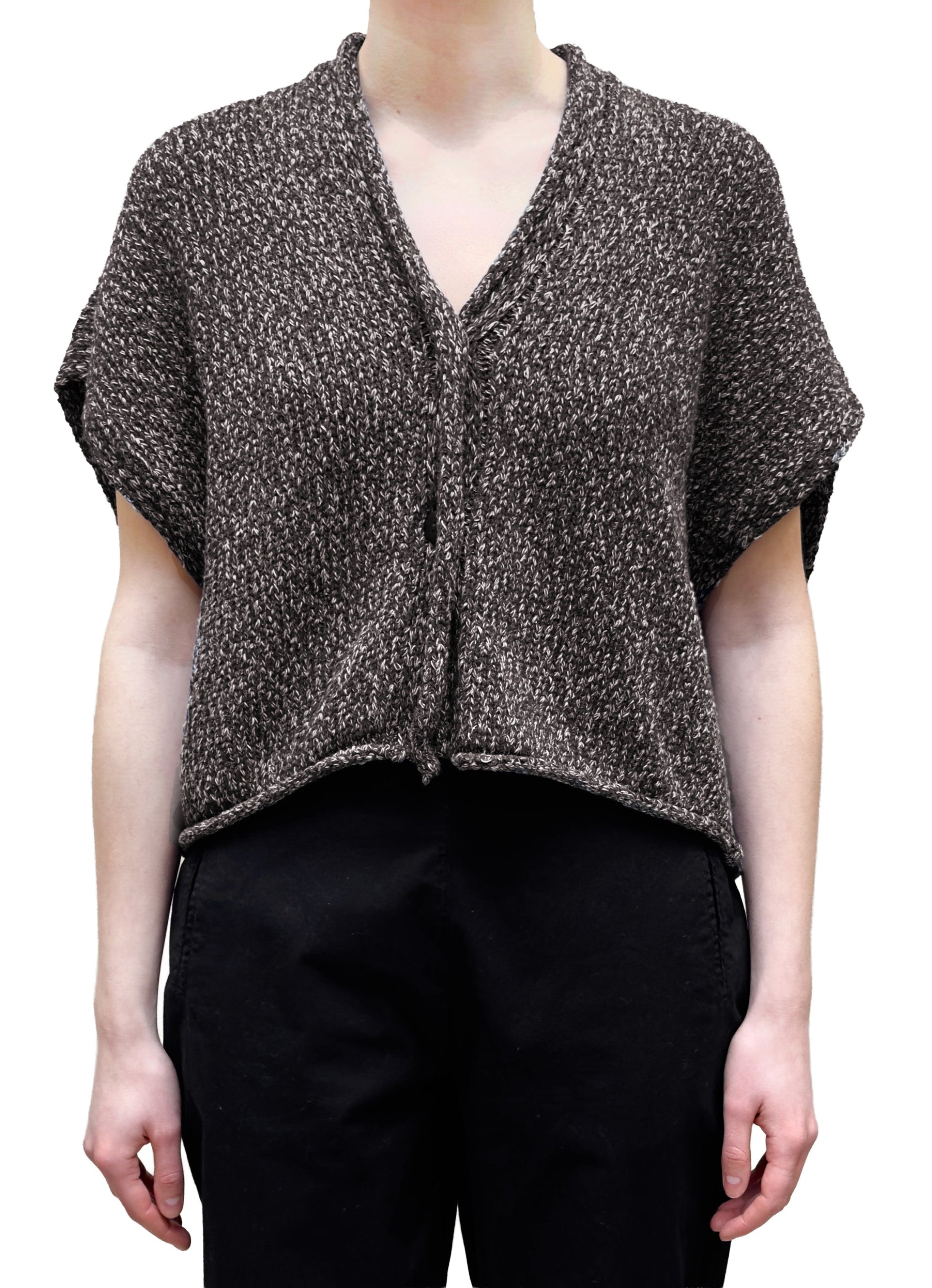 NEIRAMI Two-Button Knit Vest In Brown Mix