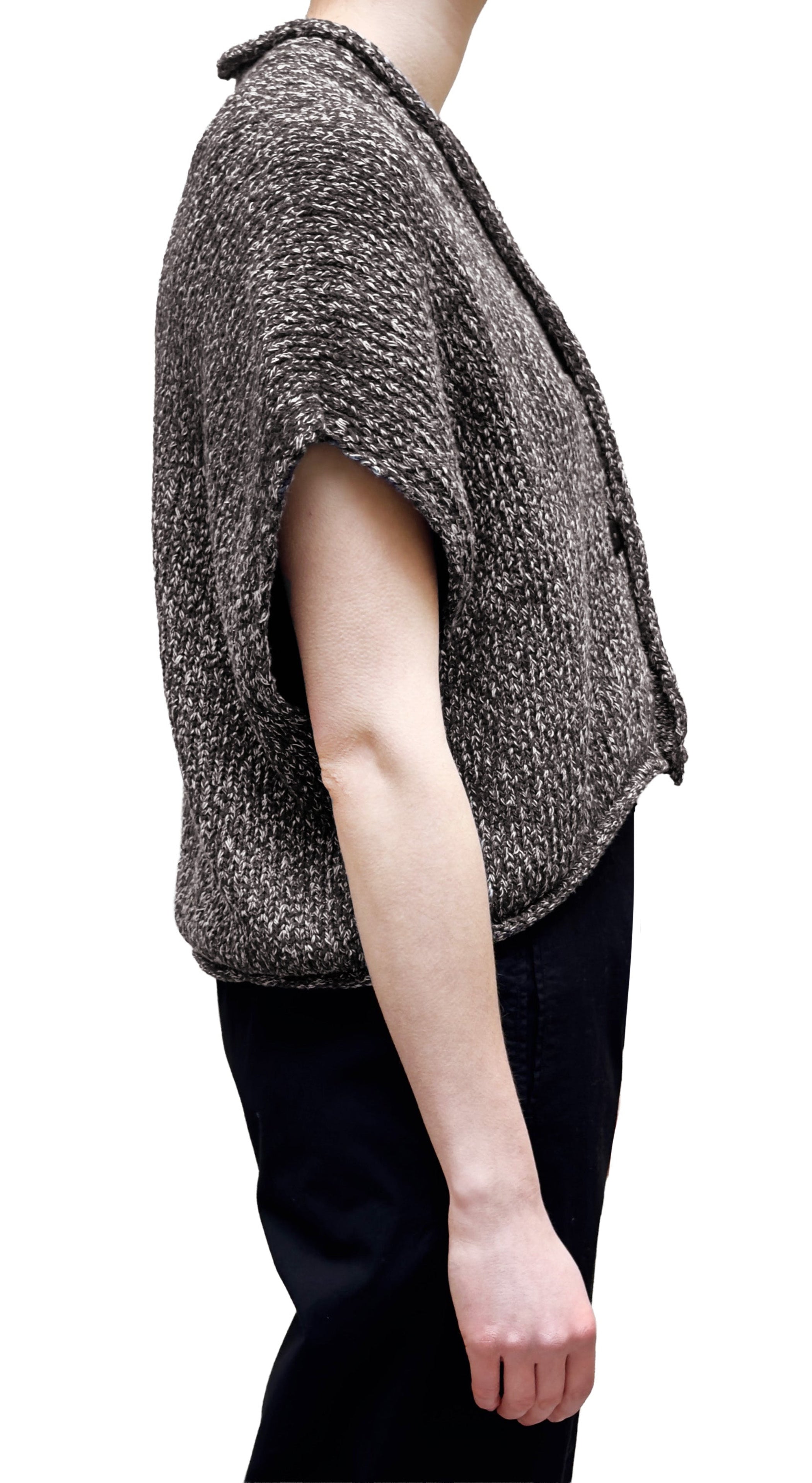 NEIRAMI Two-Button Knit Vest In Brown Mix