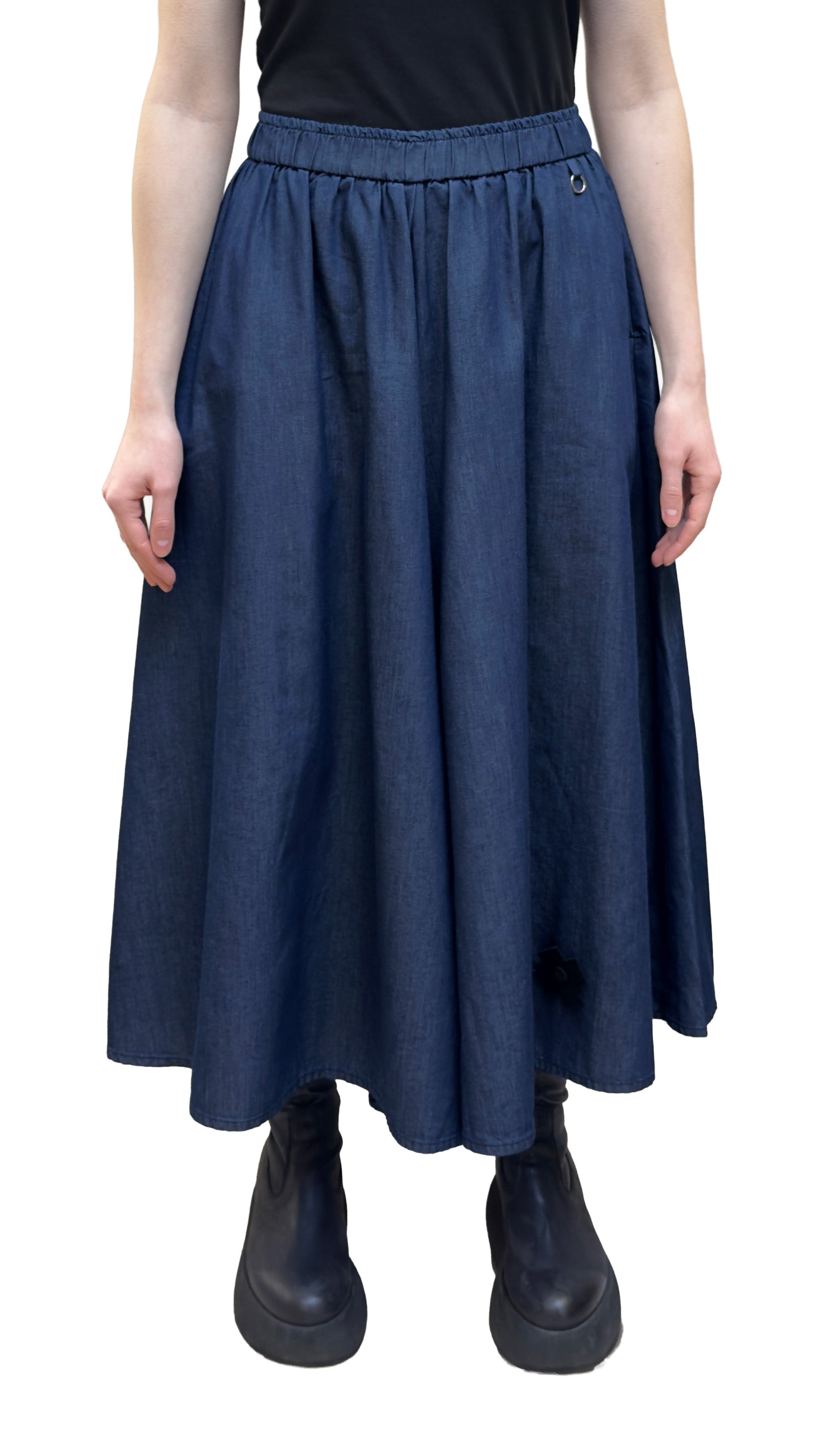 PLU Sash Belted Wide Leg Pant in Blue Denim