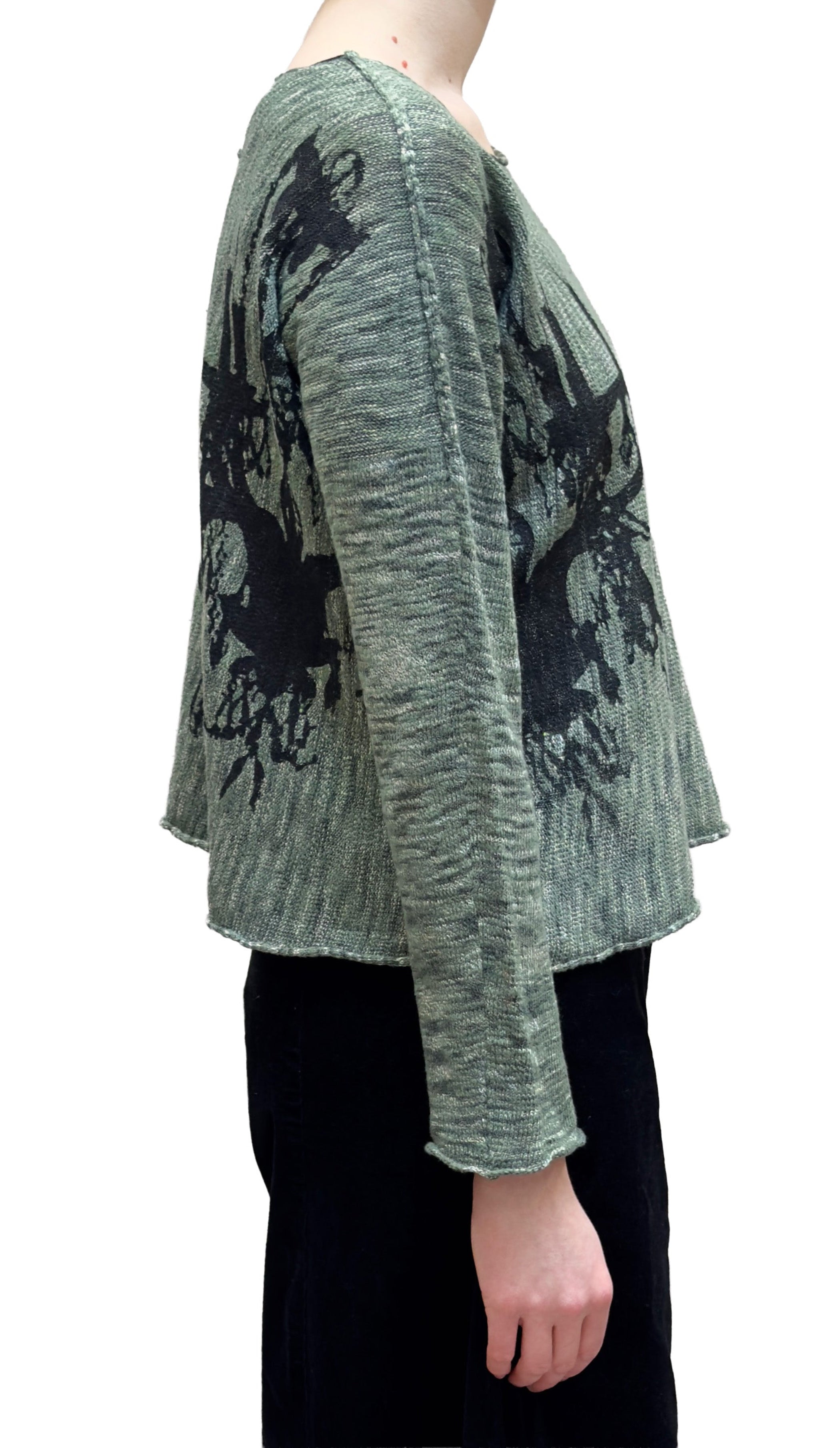 PAPER TEMPLES Long Sleeve Chandelier Print Pullover In Green