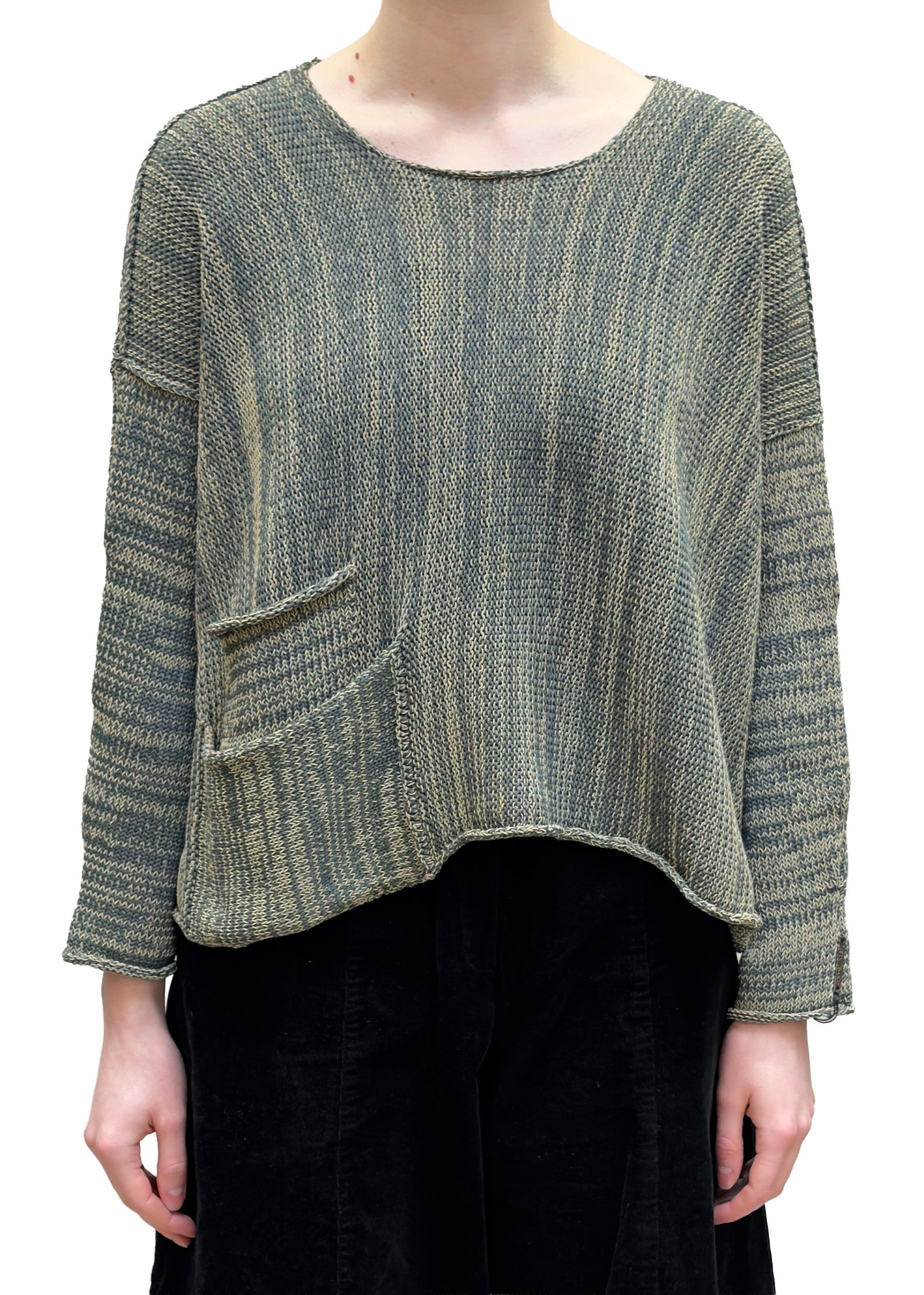 PAPER TEMPLES Layered Pocket Cropped Knit Pullover In Clay